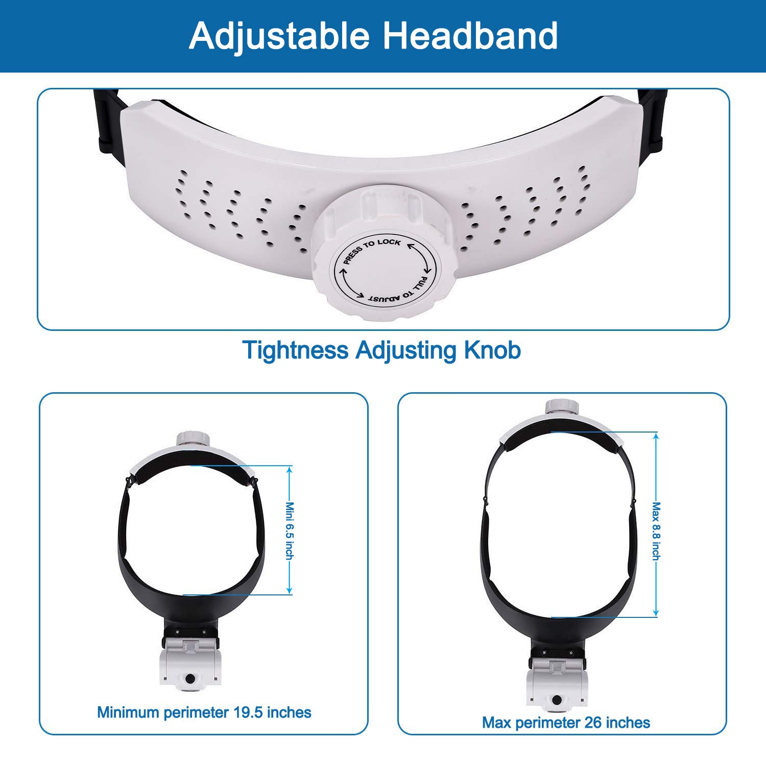 LED Headband Magnifier with 2 Brightness Levels - Hands-Free Head Mount Magnifying Glasses for Watch Repair, Jewelry Making, Arts & Crafts, Reading - Perfect for Detailed Close-Up Work and Hobby Projects