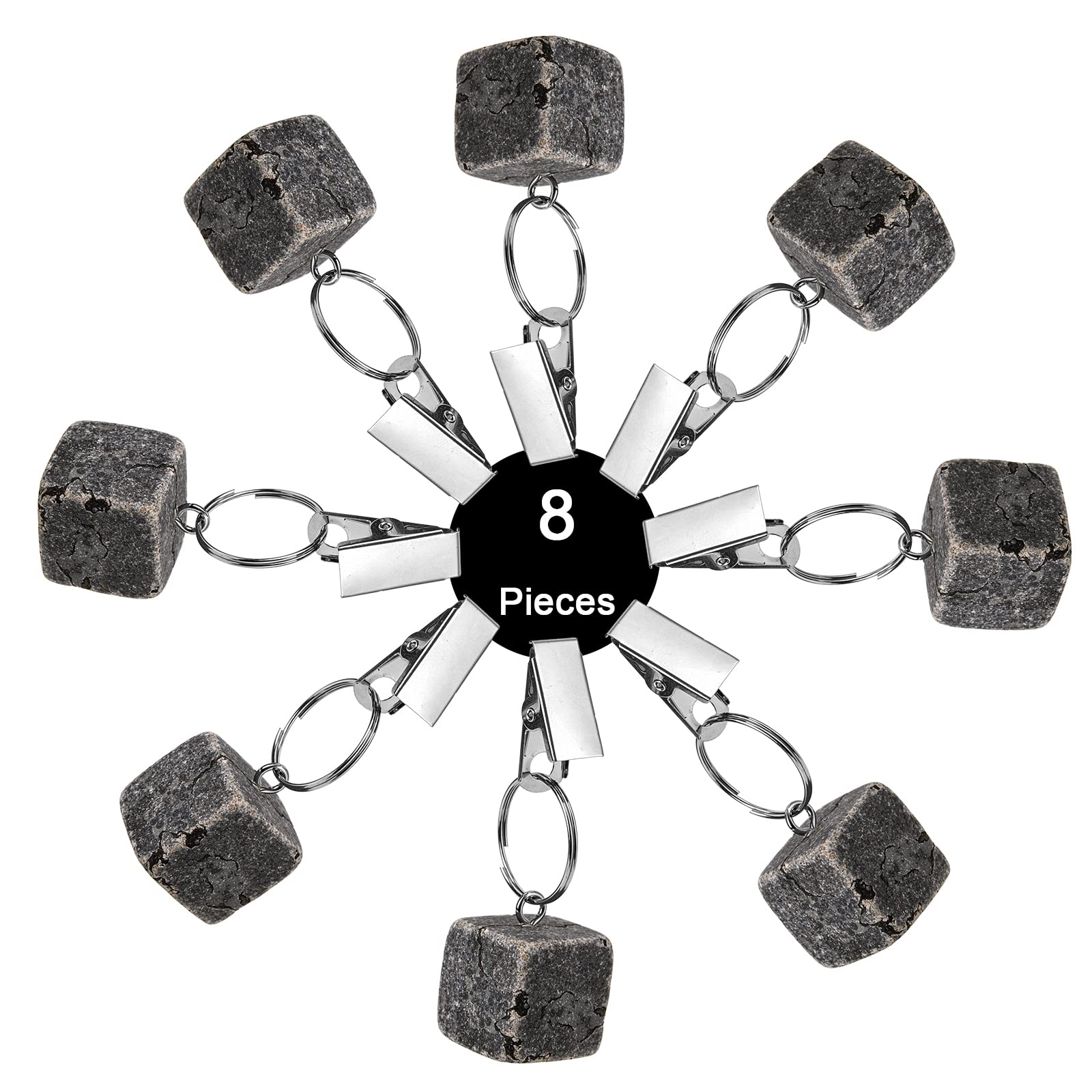 AVLA 8 Pack Tablecloth Weights with Metal Clips - Heavy Duty Marble Cube Hangers for Outdoor Picnics, Family Dinners & Party Decorations | Stainless Steel Table Cover Clamps for Patio, Garden & Wedding Events