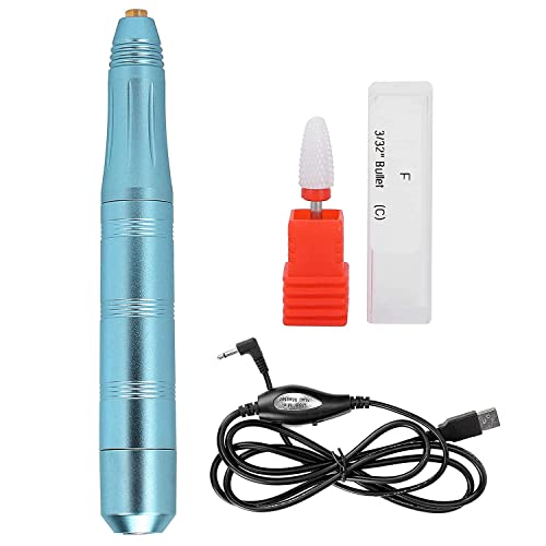 Portable Nail Drill Machine with Replaceable Heads - Light Blue for Salon & Home Use