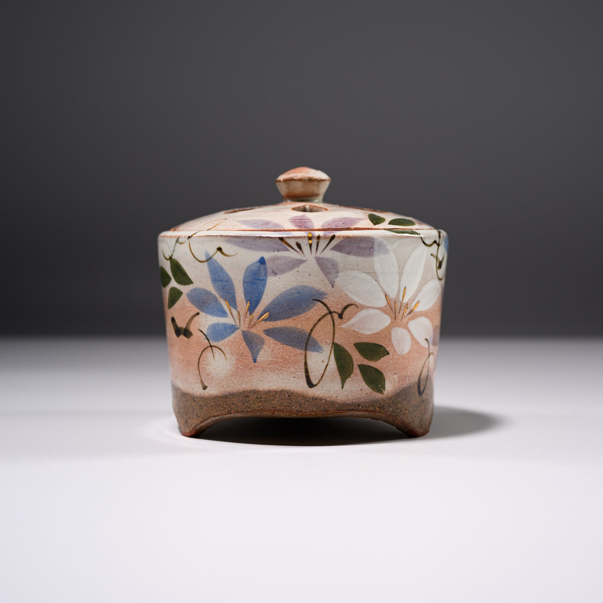 Premium Kyo Kiyomizu Ware Incense Burner - Handcrafted Japanese Ceramic Aroma Diffuser with Kenzante Clematis Design | Perfect for Meditation, Yoga, Home Decor & Zen Atmosphere
