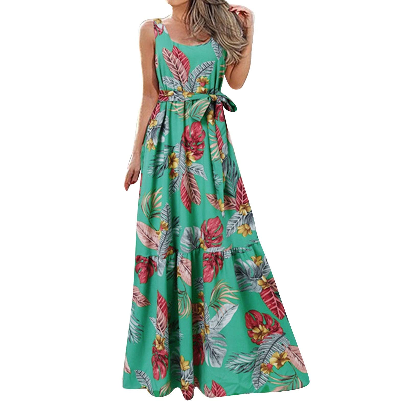 Floral Print Sleeveless Maxi Dress for Women - Casual Loose Summer Party Dress 2022 | Beach Vacation, Outdoor Wedding & Date Night Outfit