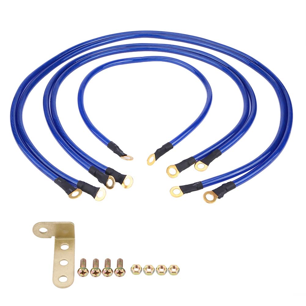 KIMISS Universal 5-Point Car Grounding Kit - High Performance Auto Earth Cable System with Ground Wires | Improve Electrical Stability for Car Audio, Lighting & Engine Performance