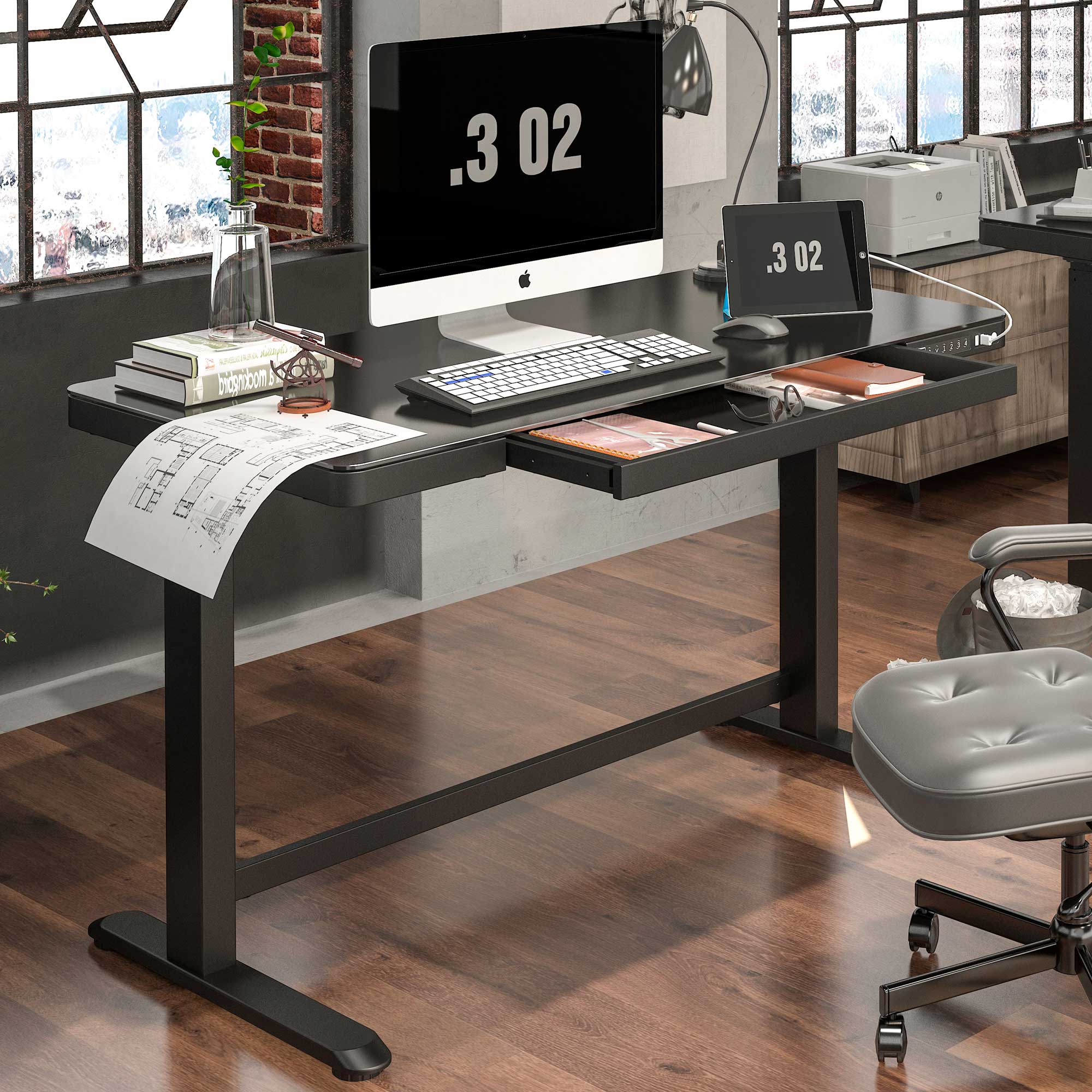 Electric Height Adjustable Sit Stand Desk - 47.2