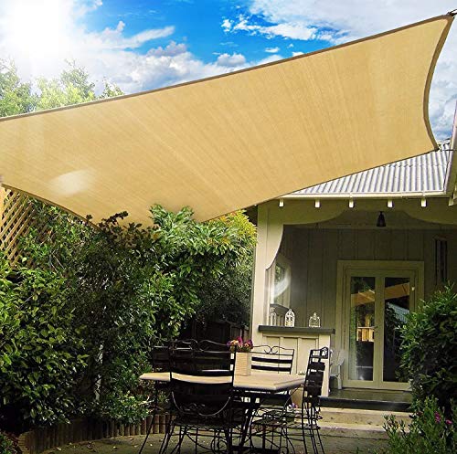 6'×8' Rectangle Sun Shade Sail Canopy - UV Block Sand Color Outdoor Shade Cloth for Patio, Backyard, Garden & Carport Cover | Perfect for Picnics, Poolside Lounging & Outdoor Dining