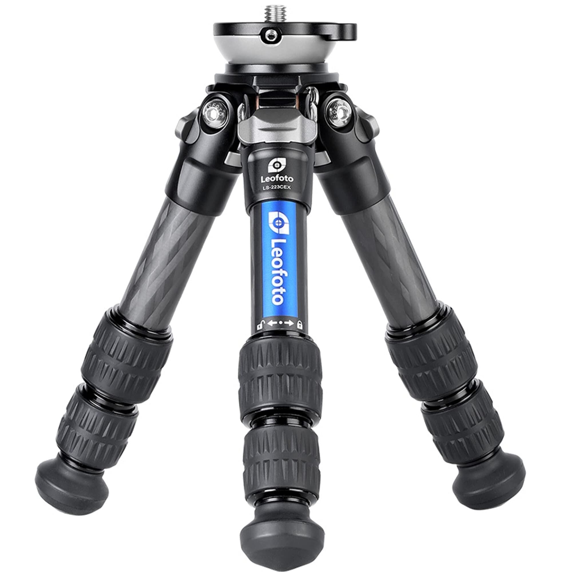 Leofoto LS-223CEX Carbon Fiber Tripod with 3-Section Legs & Built-in Leveling Base - 15° Tilt Ranger Series for Outdoor Photography, Hiking, and Travel