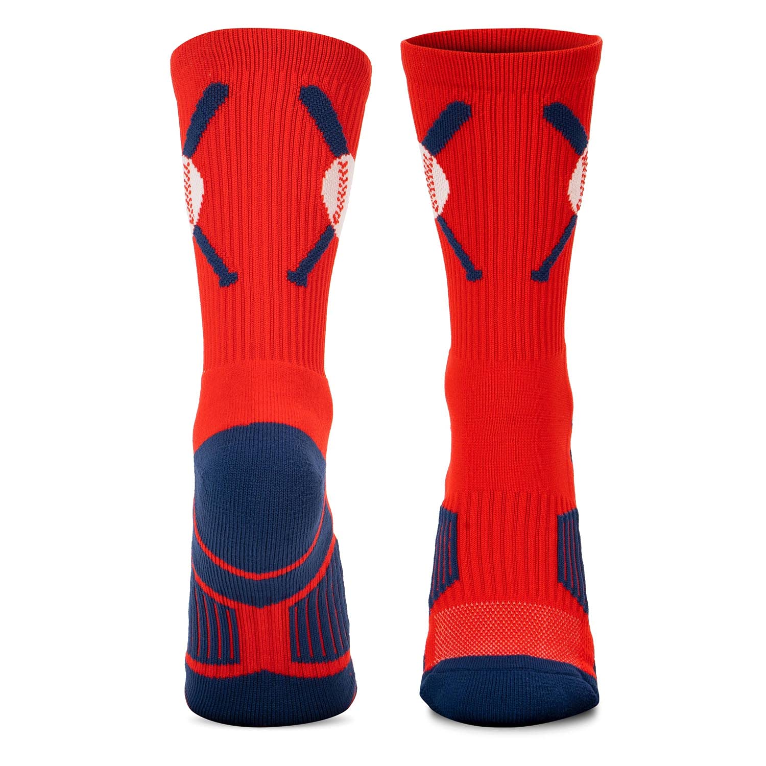 ChalkTalkSPORTS Baseball Performance Crew Socks with Crossed Bats Design - Moisture-Wicking & Cushioned for Youth & Adult Players - Mid-Calf Baseball Socks for Training, Games & Sports Performance