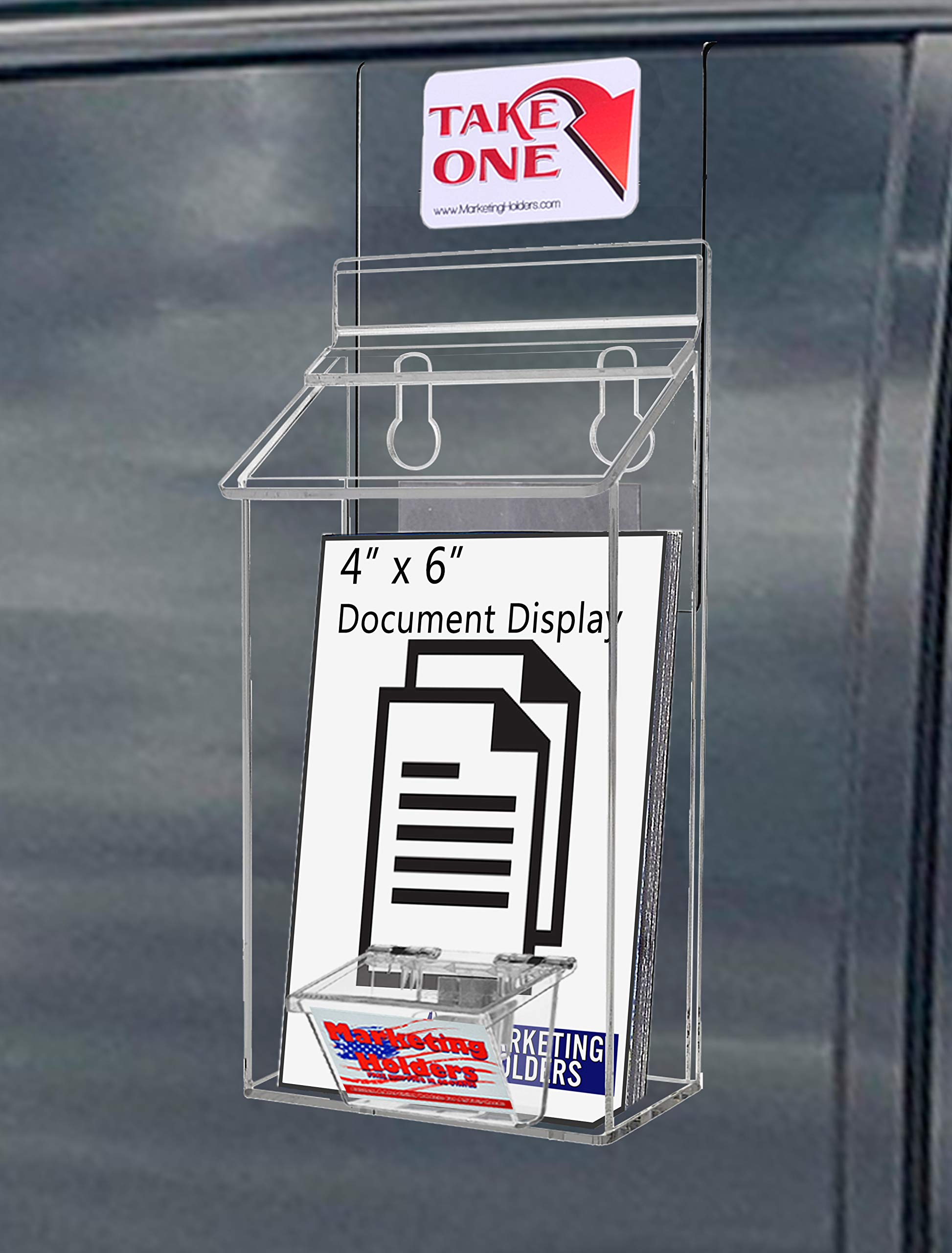 4 Pack Clear Acrylic Brochure Holders with Window Hook - Holds 3.5