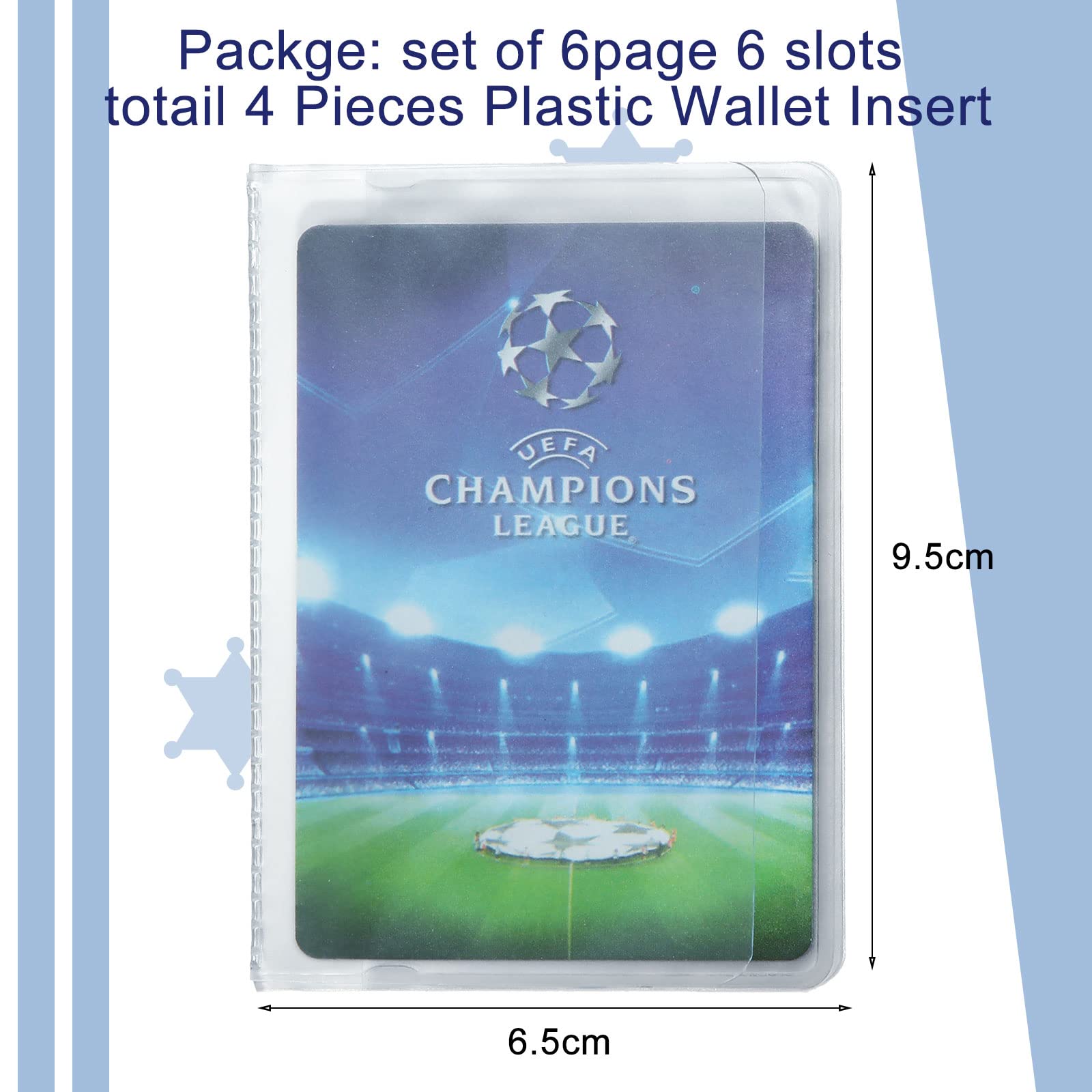 4 Pack Clear Plastic Credit Card Holders - 6 Page Wallet Insert for Men & Women - Transparent Photo Sleeves for Bifold & Trifold Wallets - Perfect for Organizing Cards, IDs and Family Photos in Your Wallet