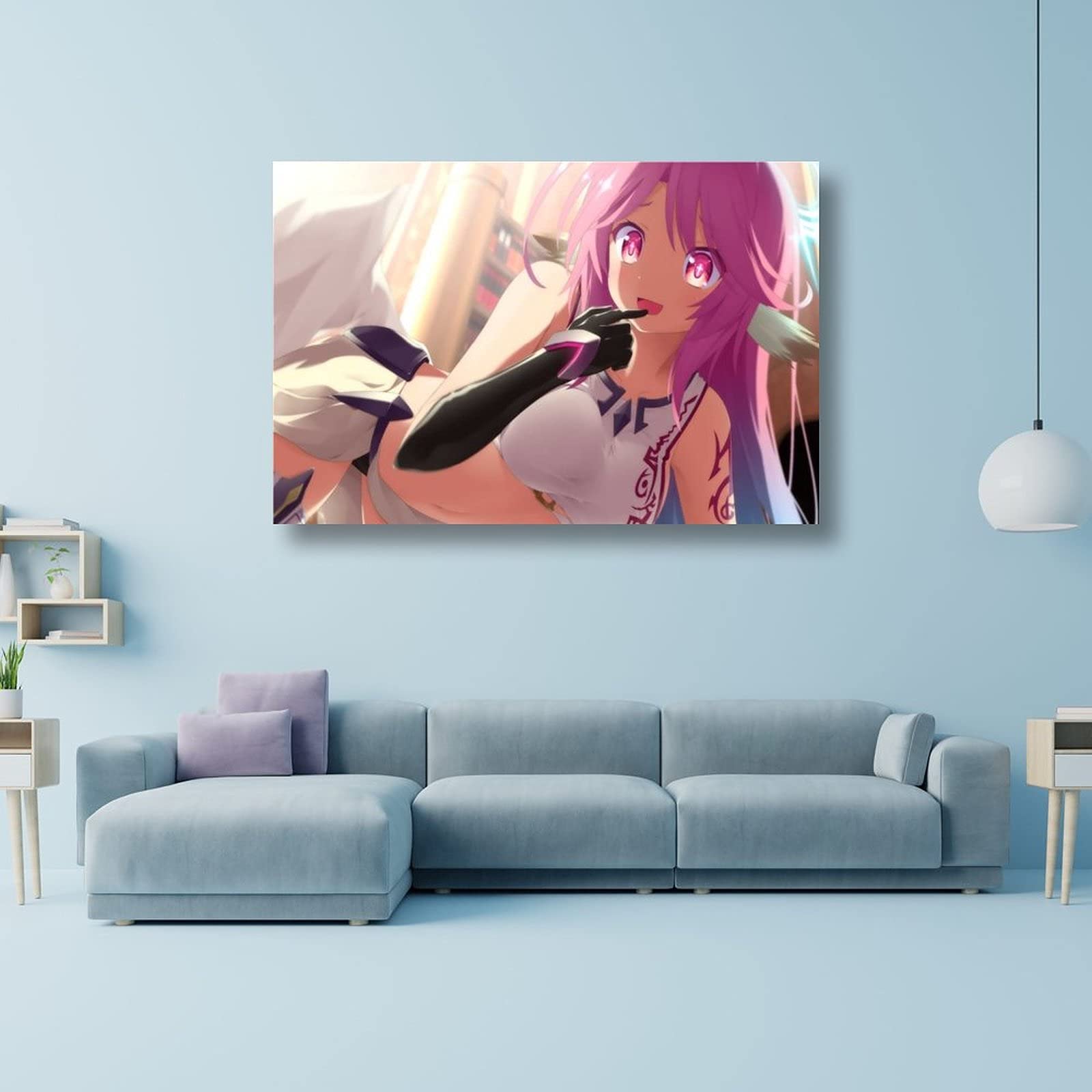 NO Game NO Life Japanese Anime Poster - Fluegel Jibril Wall Art Print, Canvas Painting Decor (12x18 inches/30x45cm) - Perfect for Anime Bedroom Aesthetic, Gaming Room Decor & Otaku Gift Idea