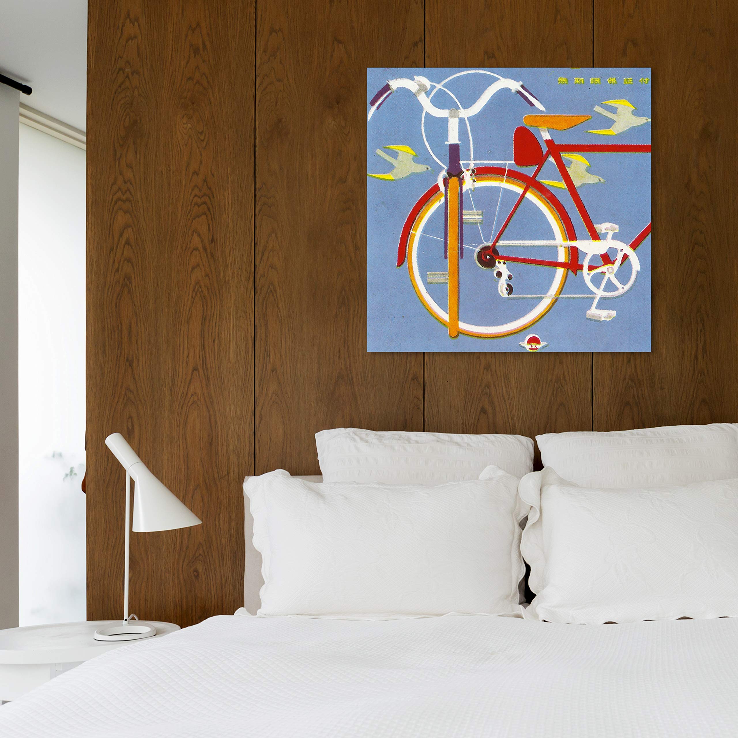 Oliver Gal Artist Co. 'Hidori Bicycle' Transportation Wall Art Canvas Print - 24x24 Inch Blue & Red Modern Home Decor - Perfect for Living Room, Bedroom or Office Wall Art