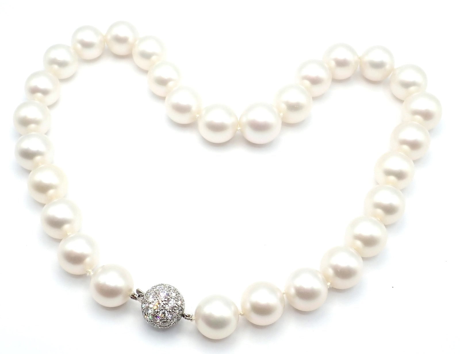 Authentic Tiffany & Co Platinum Diamond South Sea Pearl Necklace - Luxury Jewelry Gift for Women, Perfect for Weddings & Special Occasions