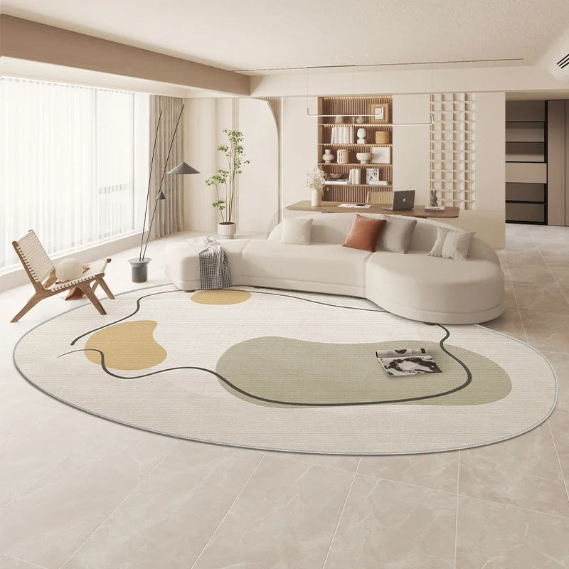 Matisse Crystal Velvet Abstract Greyish Linear Oval Rug - Soft & Luxurious Living Room Carpet for Modern Home Decor, Bedroom Accent, or Office Floor Mat