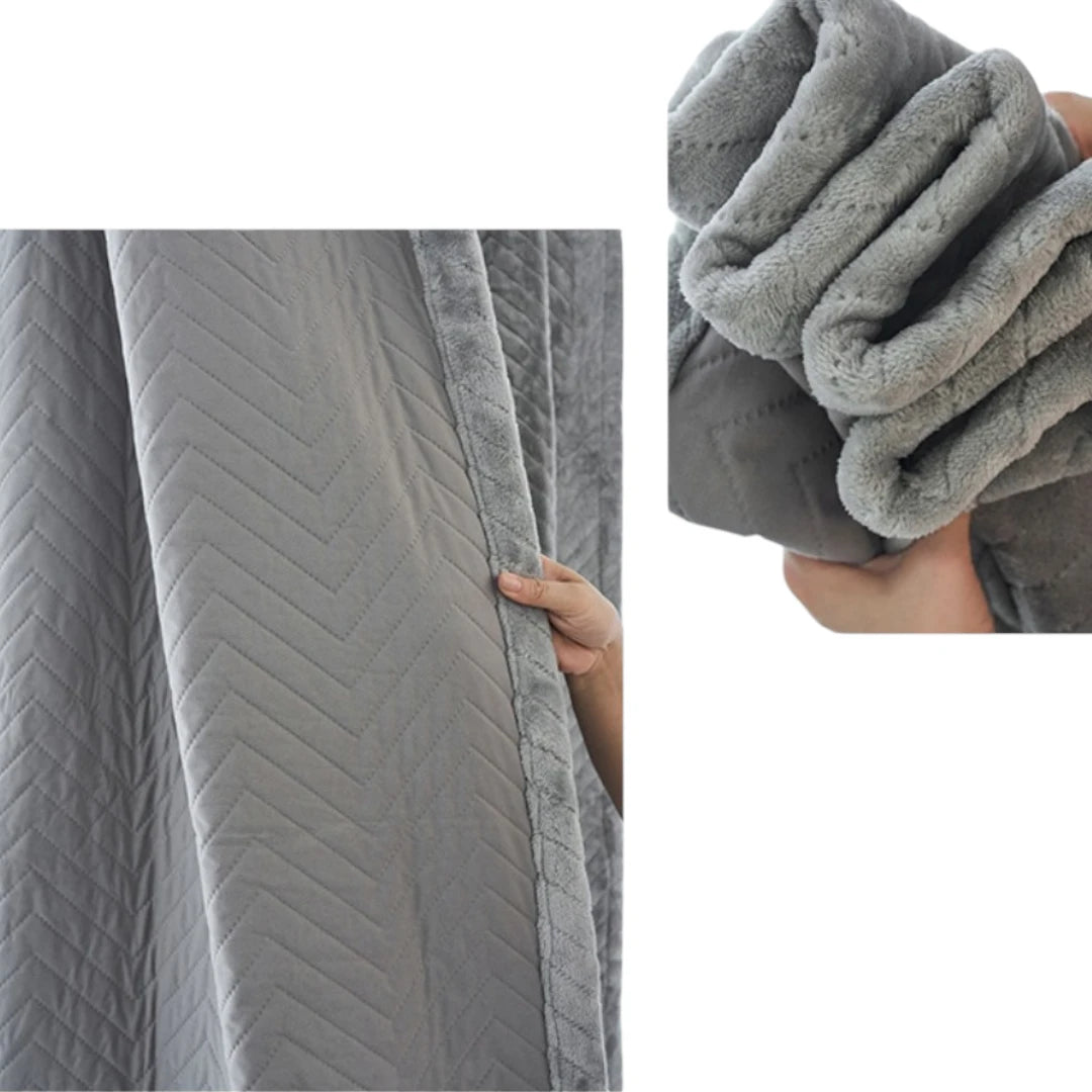 Judith Chevron Velvet Thermal Insulated Soundproof Blackout Curtains for Bedroom & Living Room - Energy Efficient Noise Reducing Window Treatment for Home Decor