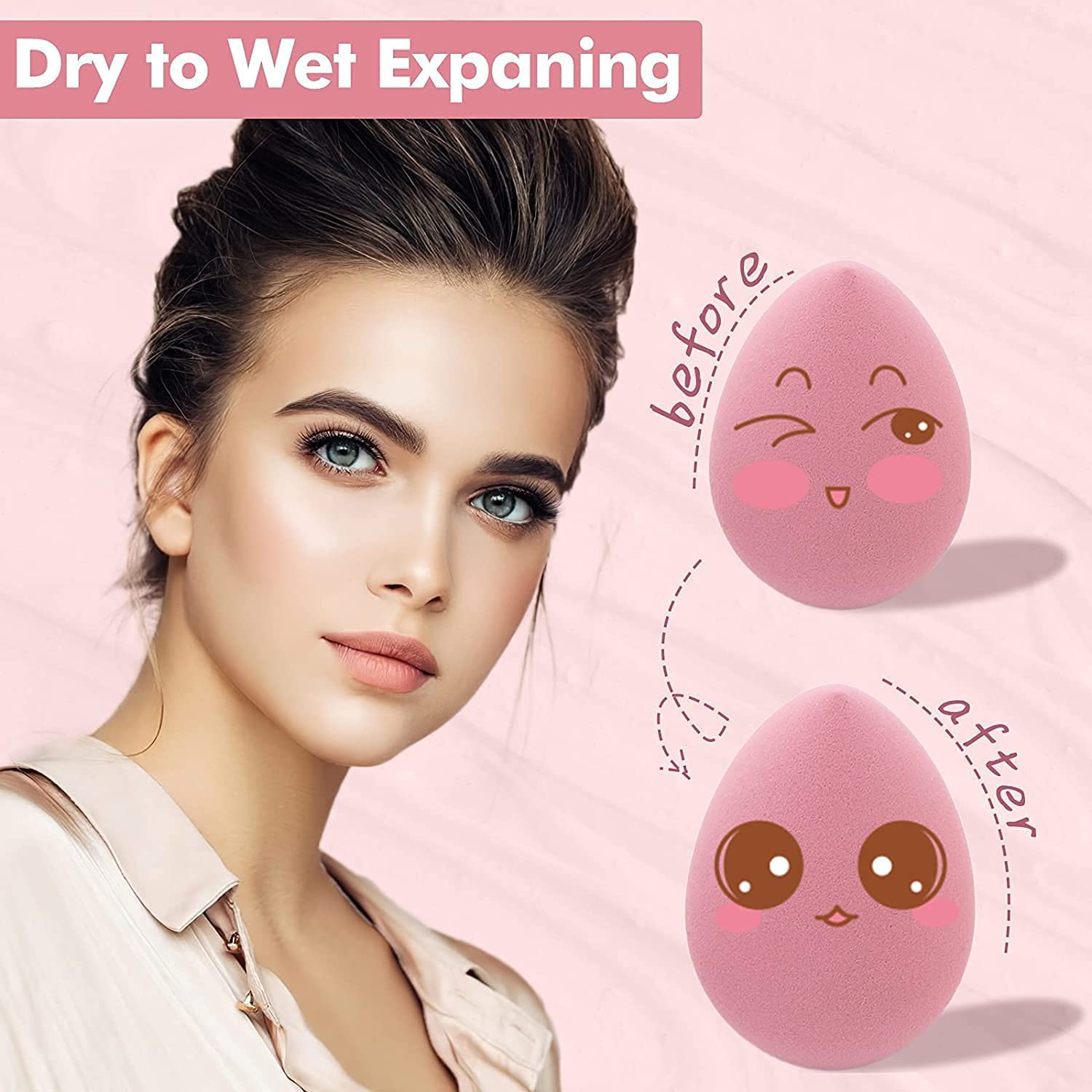 ZemGlam 4in1 Makeup Sponge Beauty Blender - Soft & Elastic for Flawless Application (with Storage Box) - Perfect for Travel & Daily Use