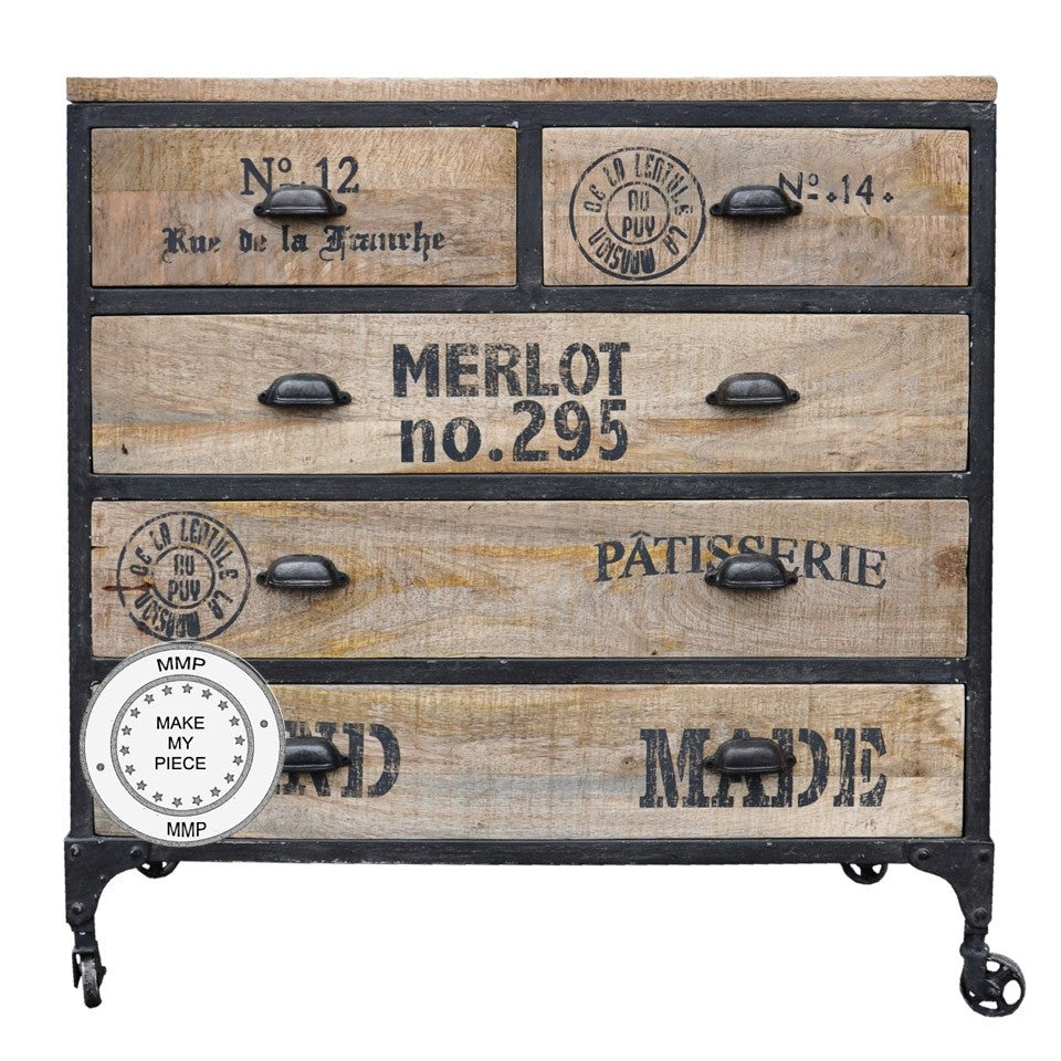 Earth Industrial Indian Solid Wood Chest of Drawers 95x40x95cm - Natural Wood Bedroom Dresser with 4 Drawers for Storage | Perfect for Bedroom, Living Room, and Office Organization