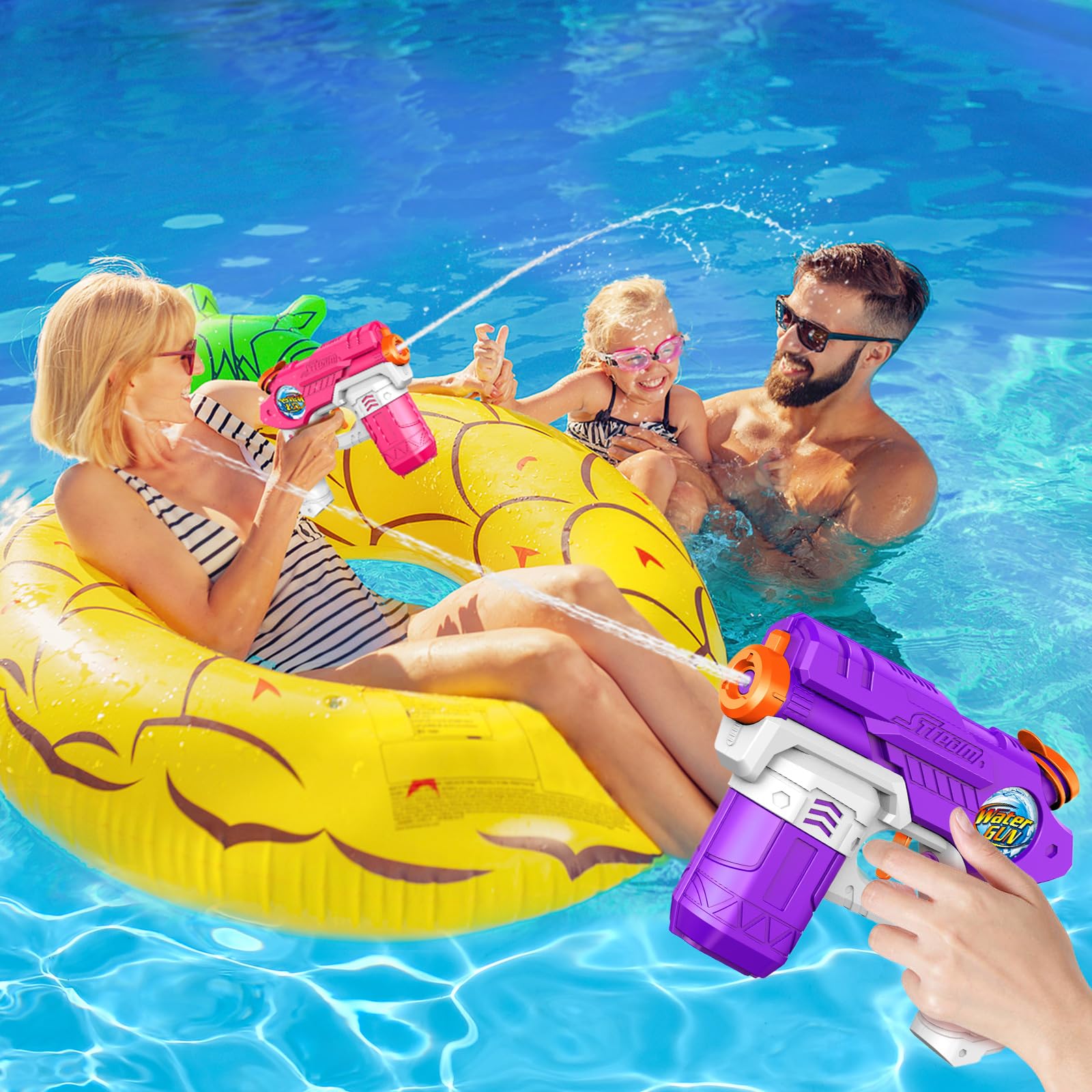 **6 Pack Water Guns for Kids - 220CC Large Capacity Squirt Guns with 15-20 Feet Range, Outdoor Water Blaster Toys for Boys & Girls - Perfect for Pool, Beach, Backyard Battles & Summer Water Fights**