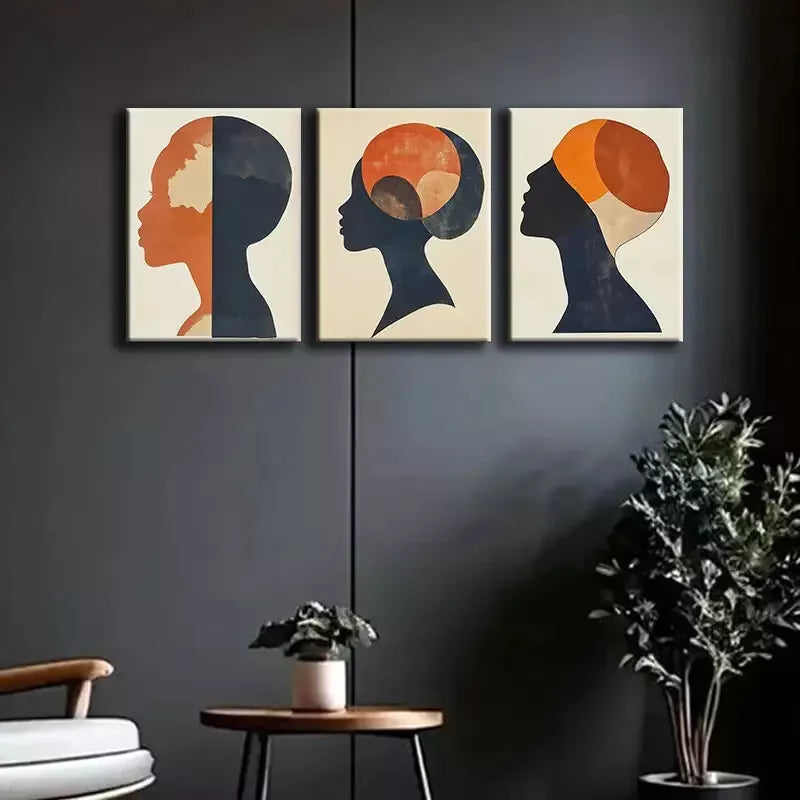 3-Piece Female Silhouette Wall Art Set - Framed Canvas Prints 50x70cm - High Quality Australian Made Wall Decor - Ready to Hang - Perfect for Living Room, Bedroom & Office Decor