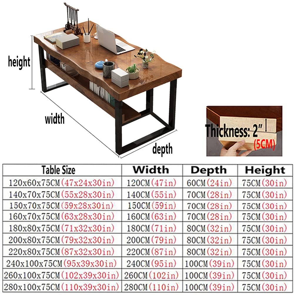 Solid Wood Computer Desk with Drawers & Storage Shelves - Modern Minimalist Home Office Desk, Writing Desk, Study Table (120-280cm) - Perfect for Small Spaces, Home Office & Remote Work (Size: 280X100X75CM)