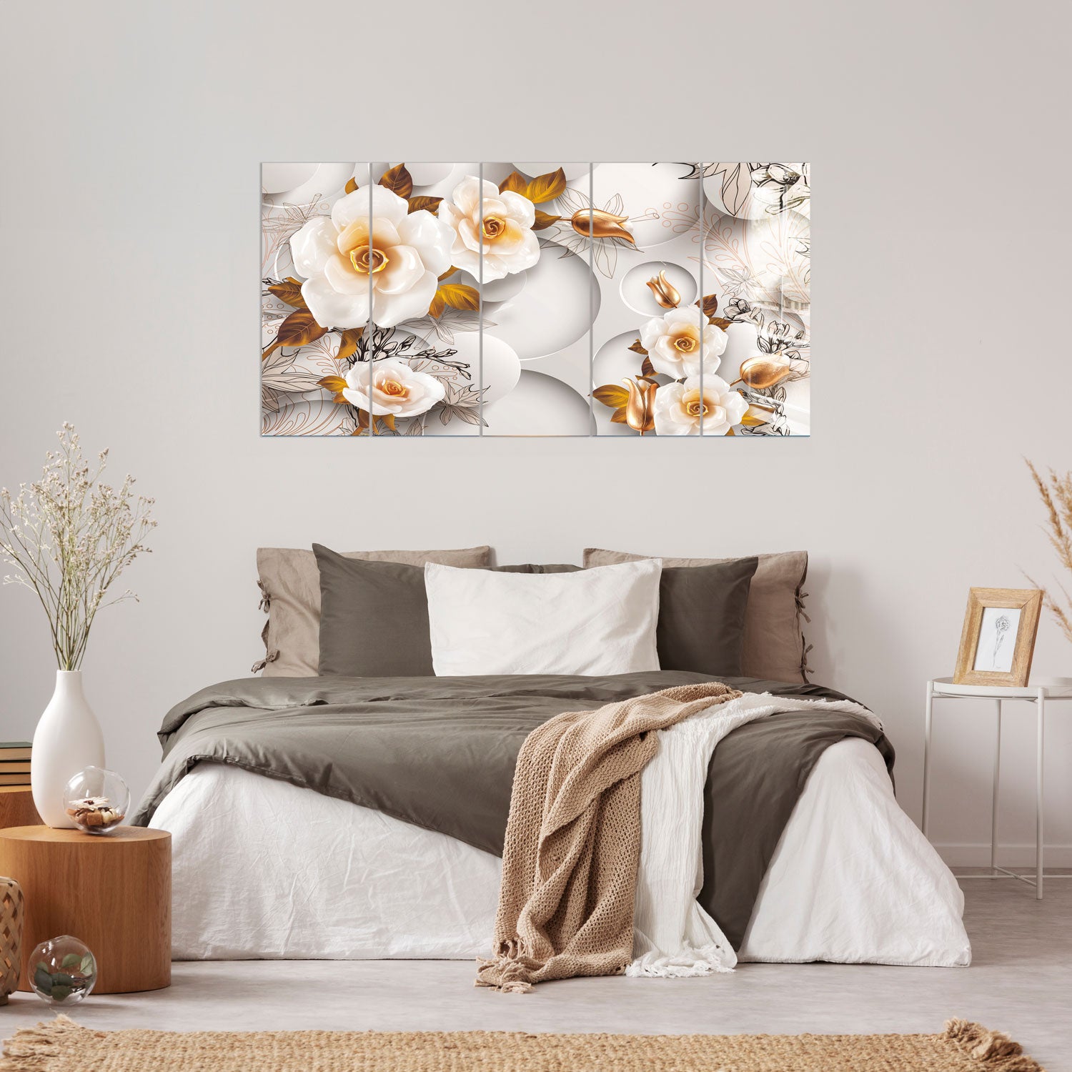 White Gold Roses - Premium Artificial Silk Roses for Home Decor, Wedding Bouquets & Romantic Gifts