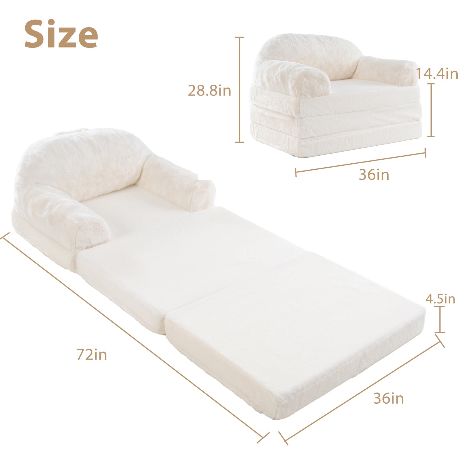 MAXYOYO Convertible Bean Bag Chair to Sofa Bed for Adults - Foldable Floor Mattress & Sleeper - Beige - Perfect for Small Spaces, Dorm Rooms & Lounge Areas