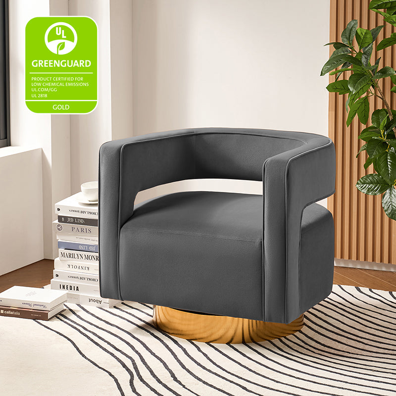 Agata Velvet Swivel Barrel Armchair - Modern Velvet Accent Chair with 360° Rotation for Living Room, Bedroom & Office