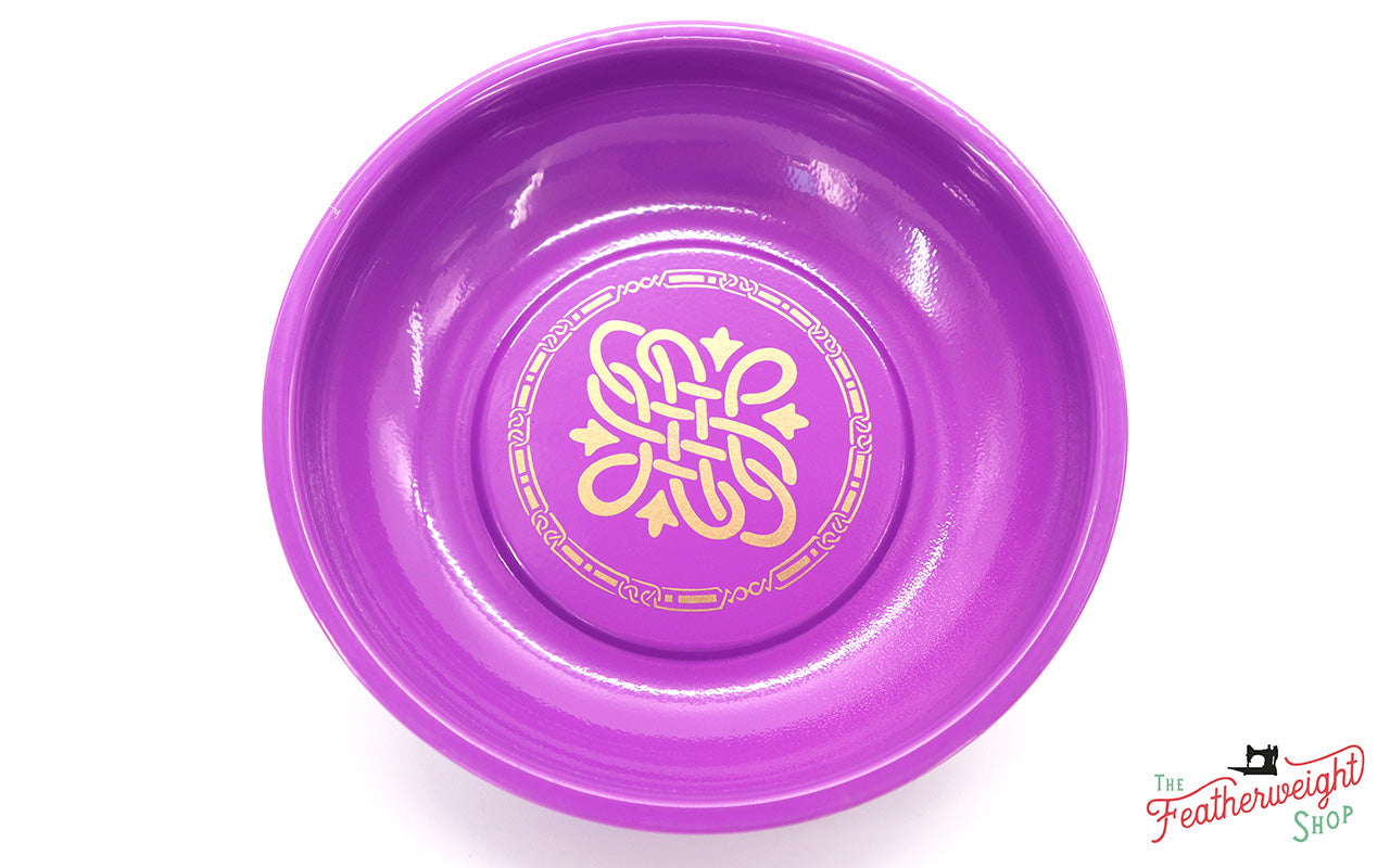 Lightweight Magnetic Dish for Pins & Tools - Purple & Gold Organizer for Jewelry Making, Sewing & Workshop Use