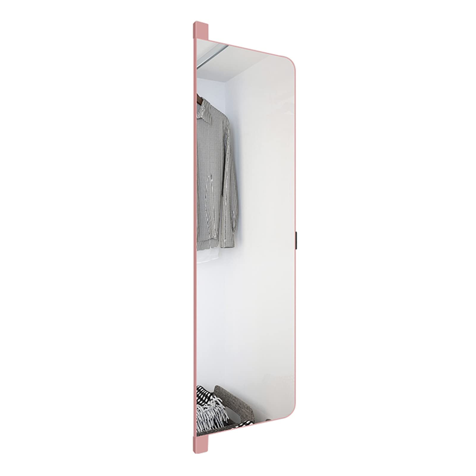 Pink Folding Closet Mirror with Hinged Door & Sliding Full-Body Dressing Mirror - Built-in Rotating Hidden Mirror for Wardrobe (90cm x 35cm) | Perfect for Bedroom, Walk-in Closet & Dressing Room Organization