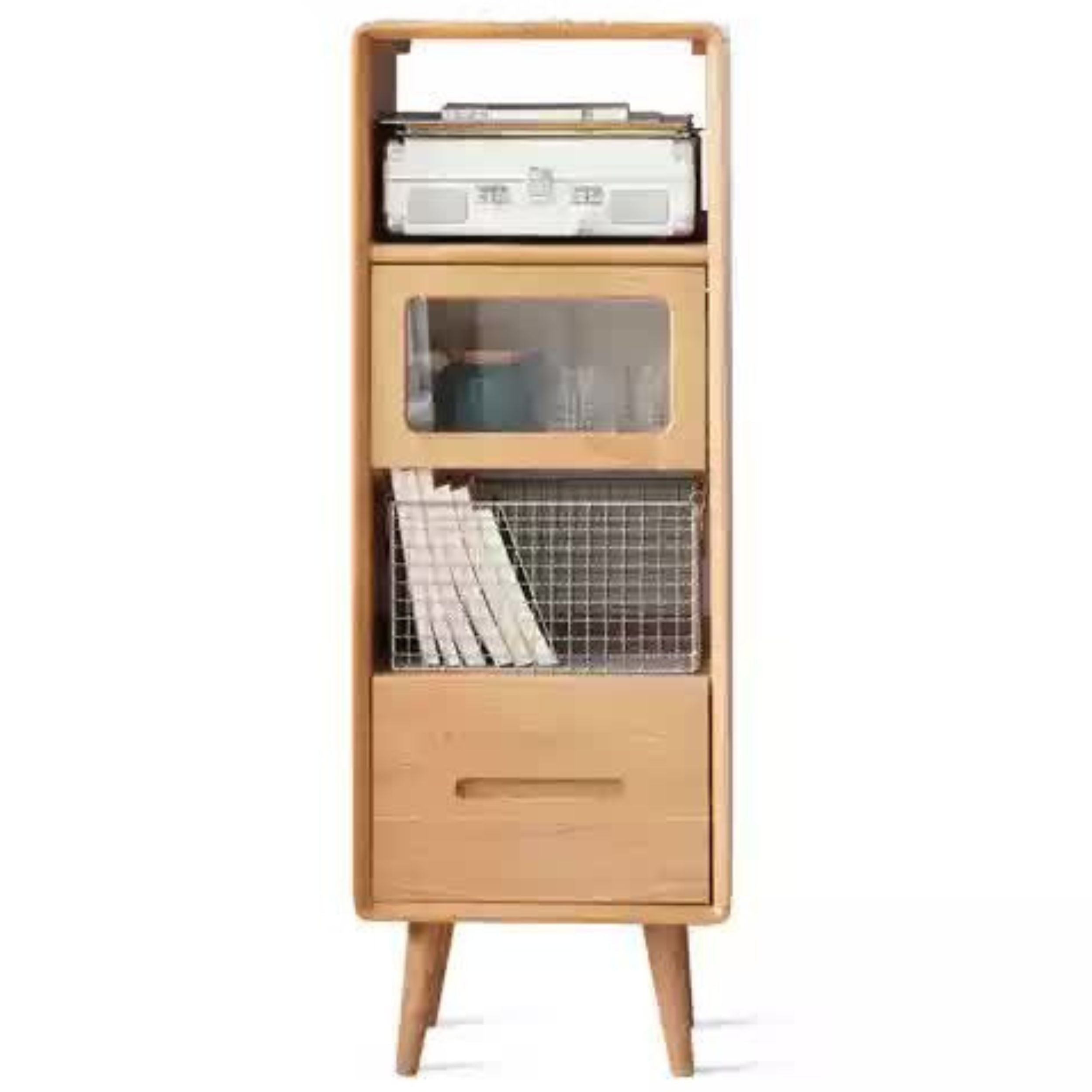 Solid Oak Wood Glass Display Cabinet - Elegant Sideboard for Living Room, Dining Room & Office Storage | Perfect for Showcasing China, Books & Decor