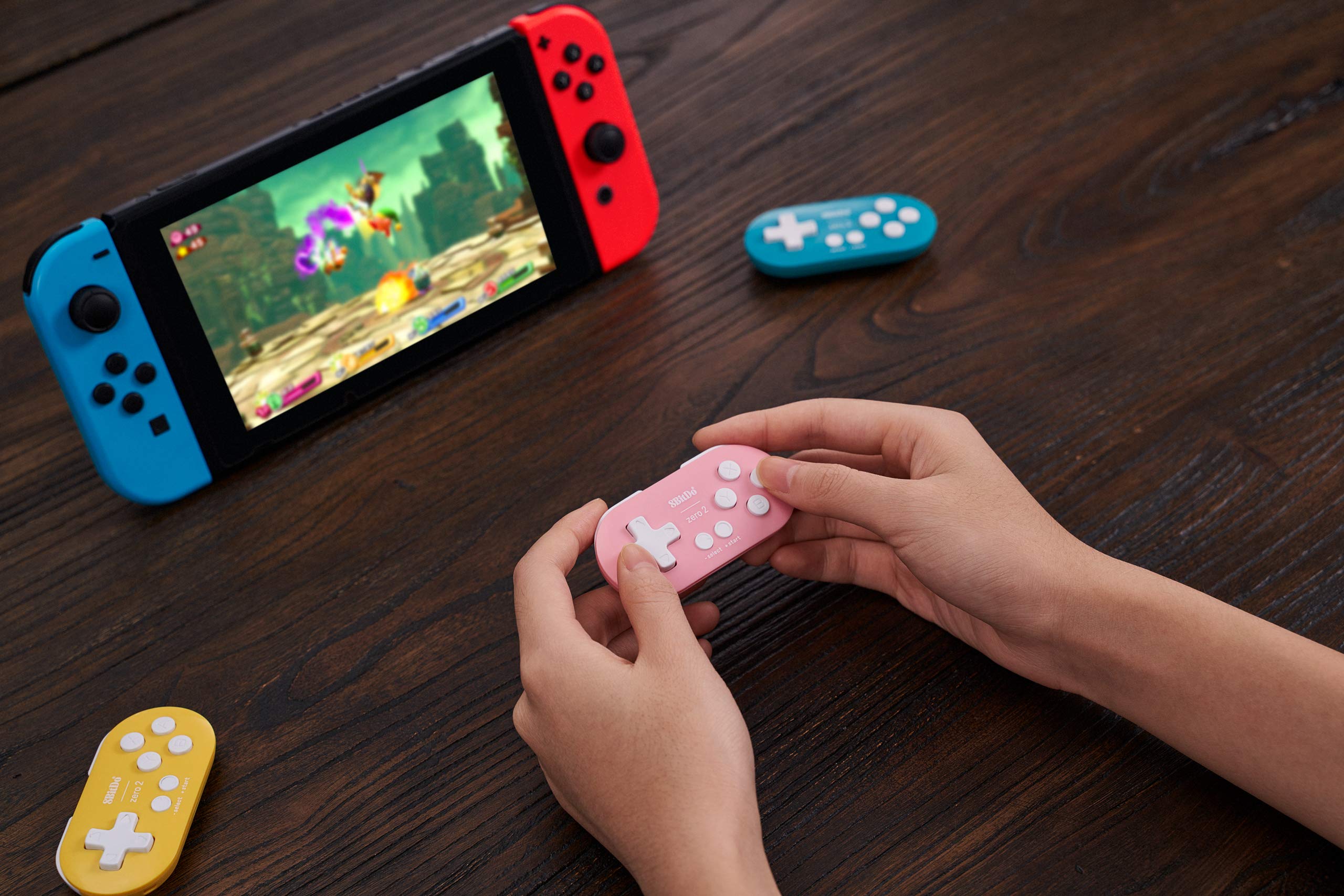 8Bitdo Zero 2 Mini Bluetooth Gamepad for Switch, Windows, Android, MacOS, Steam, Raspberry Pi (Pink) - Compact Controller for Gaming on the Go, Retro Gaming, and Multi-Platform Compatibility