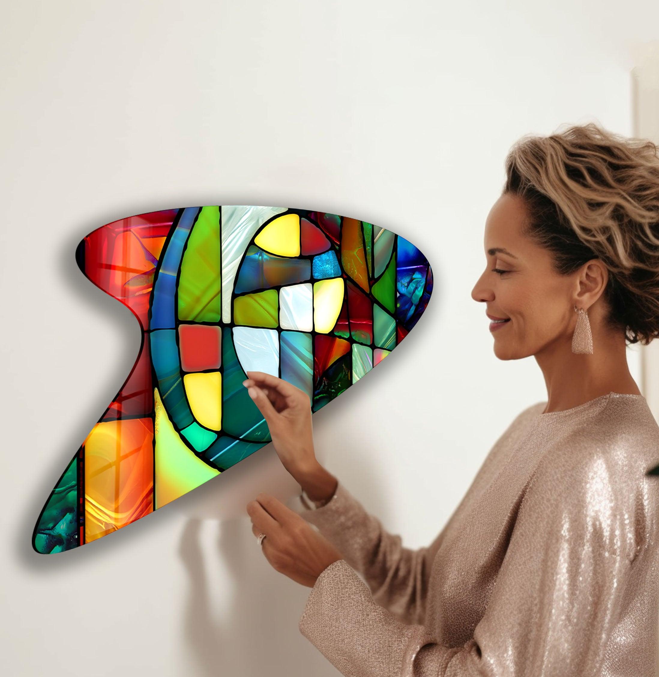 Vibrant Stained Glass Wall Art - Handcrafted Irregular Mosaic Decor for Living Room, Bedroom & Office - Unique Home & Interior Design Accent