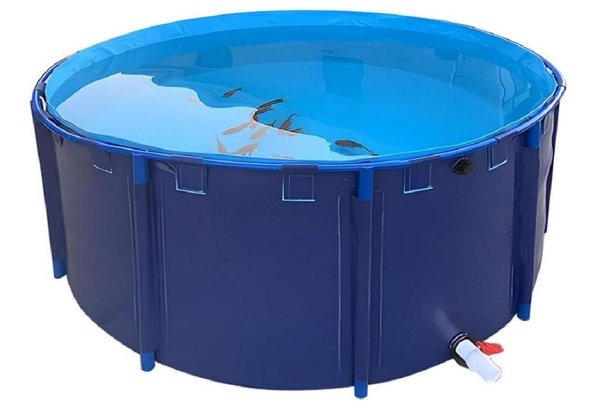 Blue PVC Above Ground Fish Pond Pool - 1.5x0.8m (356 Gallon) with Reinforced Frame & Thickened Canvas for Aquatic Breeding, Water Storage & Irrigation | Perfect for Backyard Koi Ponds, Garden Water Features & Small Farm Irrigation Systems