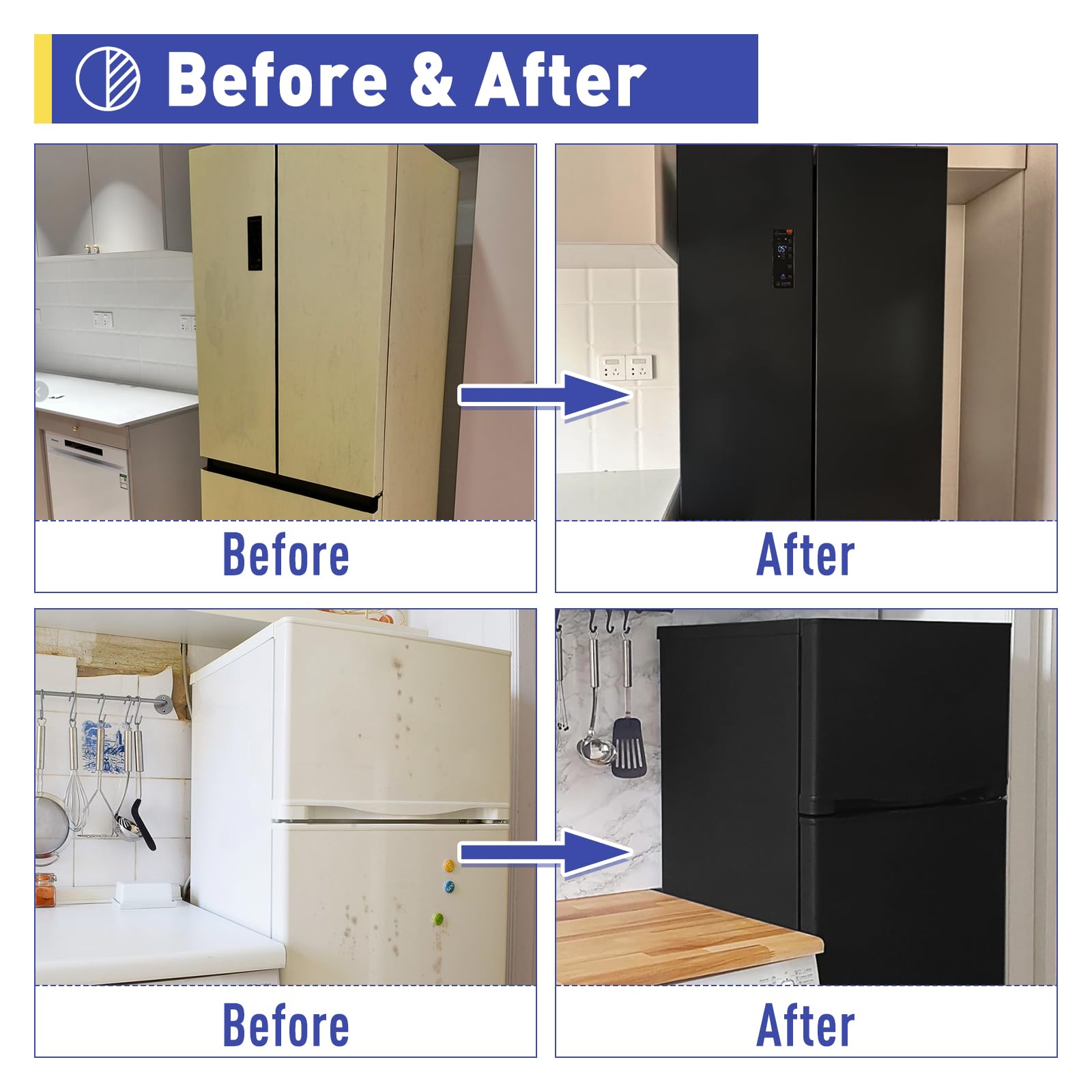 DWIL Appliance Paint for Refrigerator - Water-Based Black Paint for Plastic & Metal Surfaces (32oz) - Perfect for Refrigerators, Dishwashers, Dryers, Microwaves & Ovens - Includes Painting Tools for Easy DIY Home Appliance Refinishing
