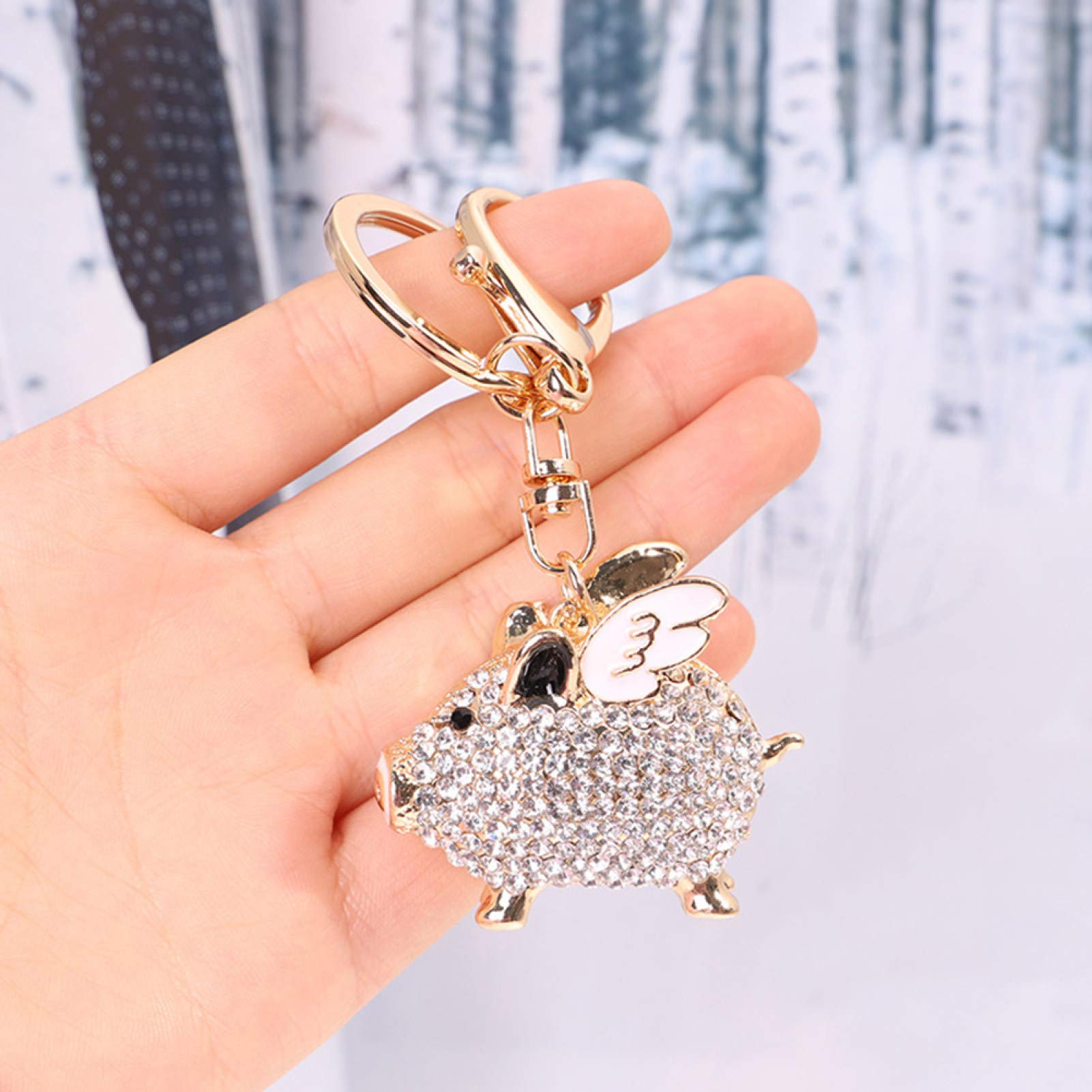 Sparkling Rhinestone Flying Pig Keychain - Stylish Key Ring Holder for Women & Men | Perfect for Car Keys, Gifts & Bag Accessories