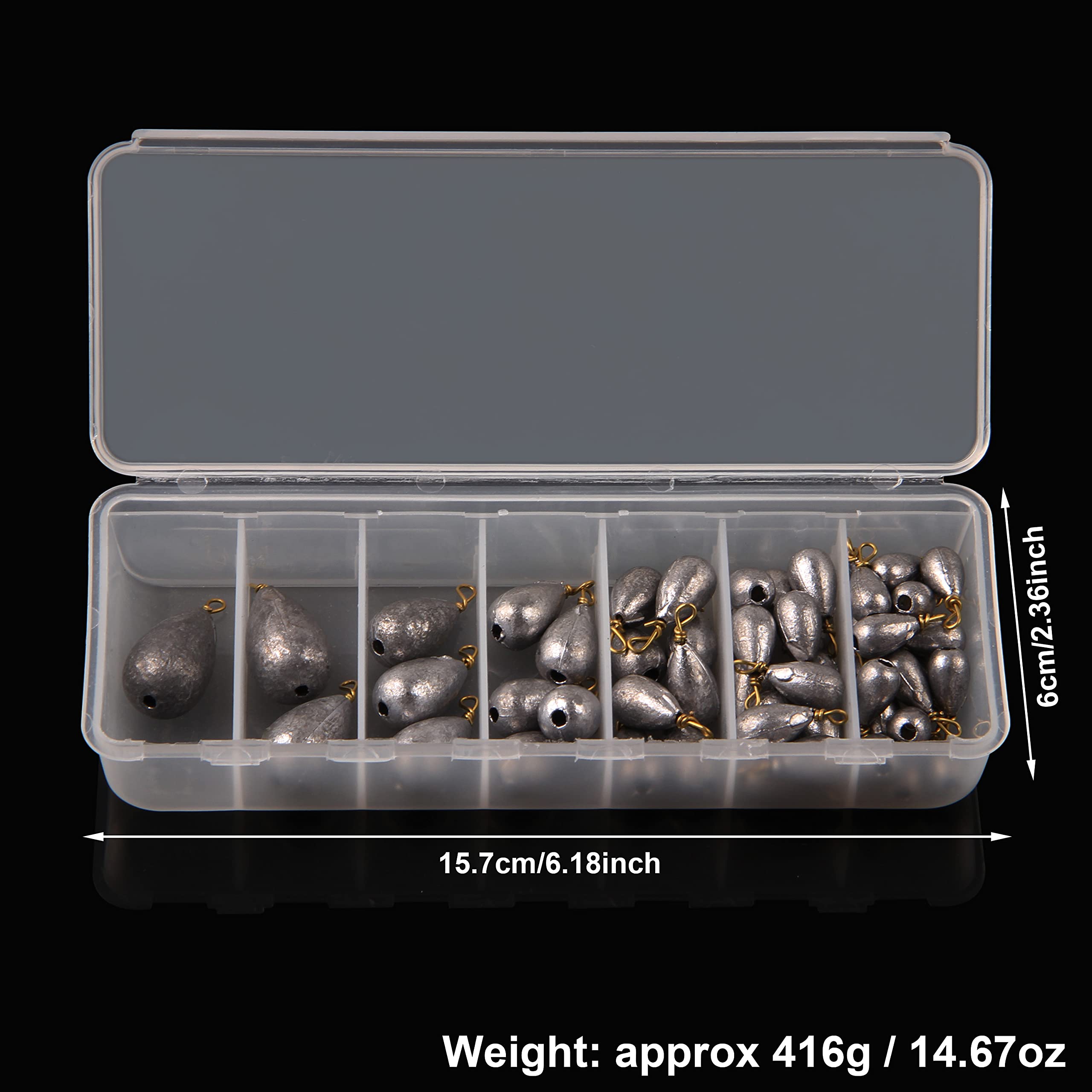 54pcs Bass Casting Sinker Weights Lead Fishing Weight Kit with Brass Swivels - Drop Shot, Bell & Catfish Sinkers for Saltwater & Freshwater Fishing - Perfect for Bass, Trout, and Catfish Angling