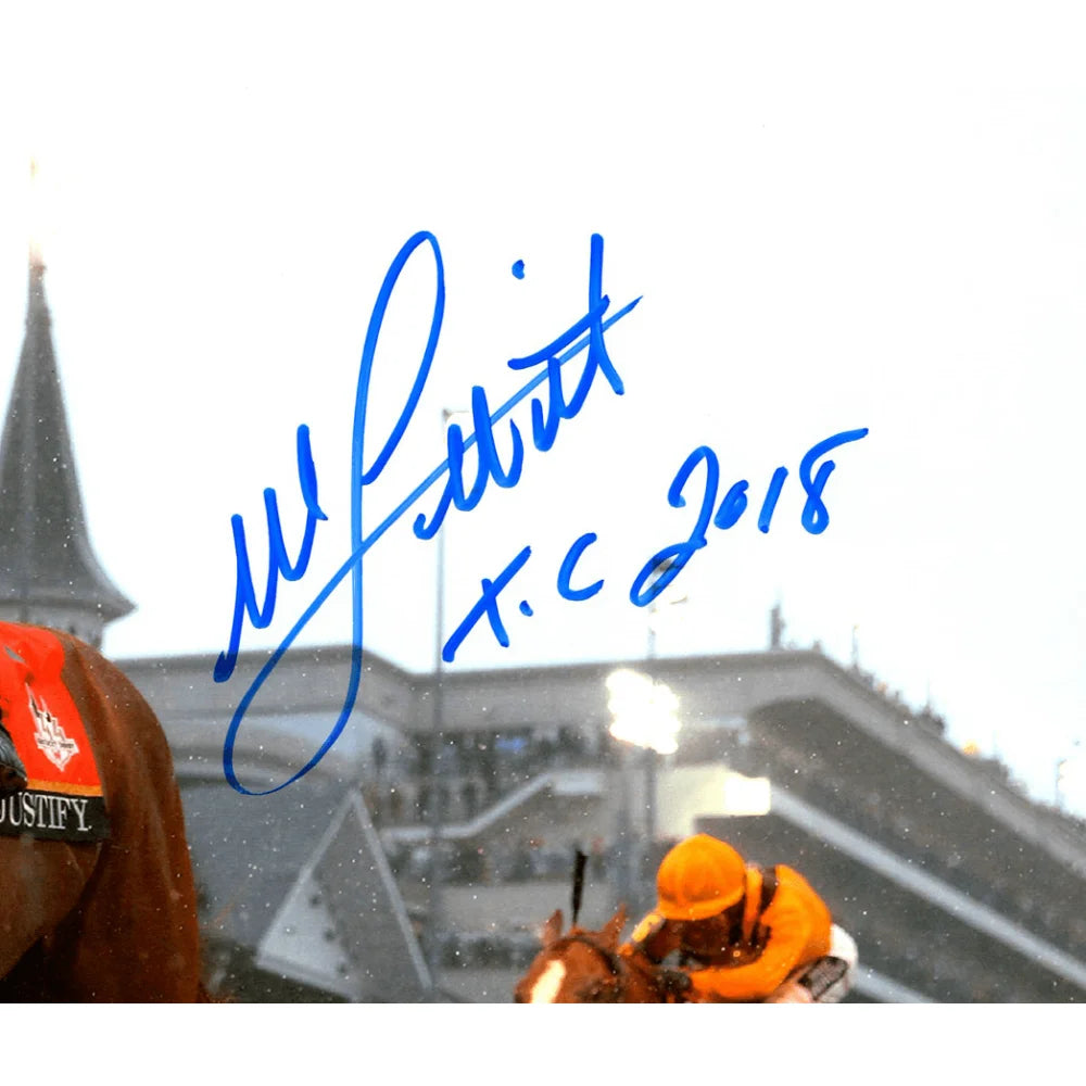 Mike Smith Autographed Justify Horse Racing 8x10 Photo - Framed Collectible with JSA COA - Perfect for Sports Memorabilia Displays & Man Cave Decor