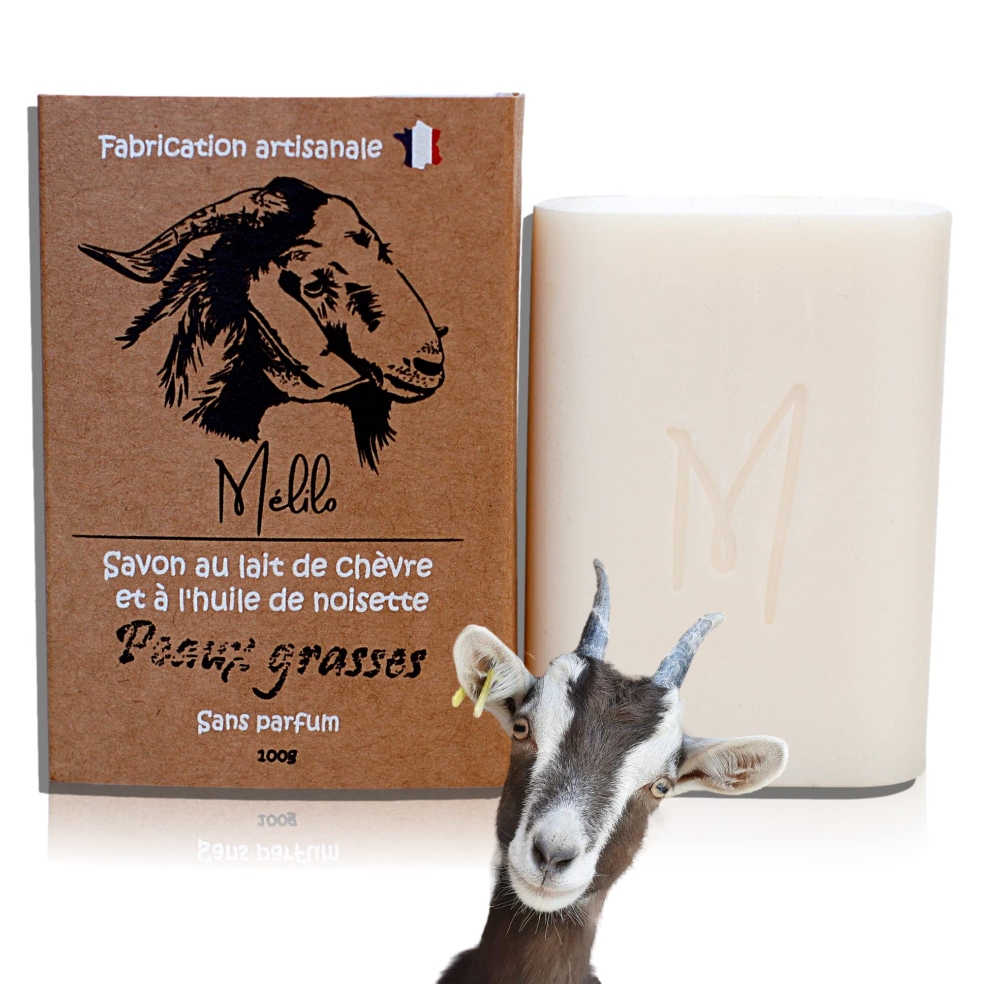 Organic Goat Milk Soap with Hazelnut Oil - Made in France - Gentle Facial Cleanser & Skin Treatment for Psoriasis, Eczema, Blackheads & Enlarged Pores - Suitable for Women, Men & Babies - Perfect for Daily Skincare Routine & Sensitive Skin Care