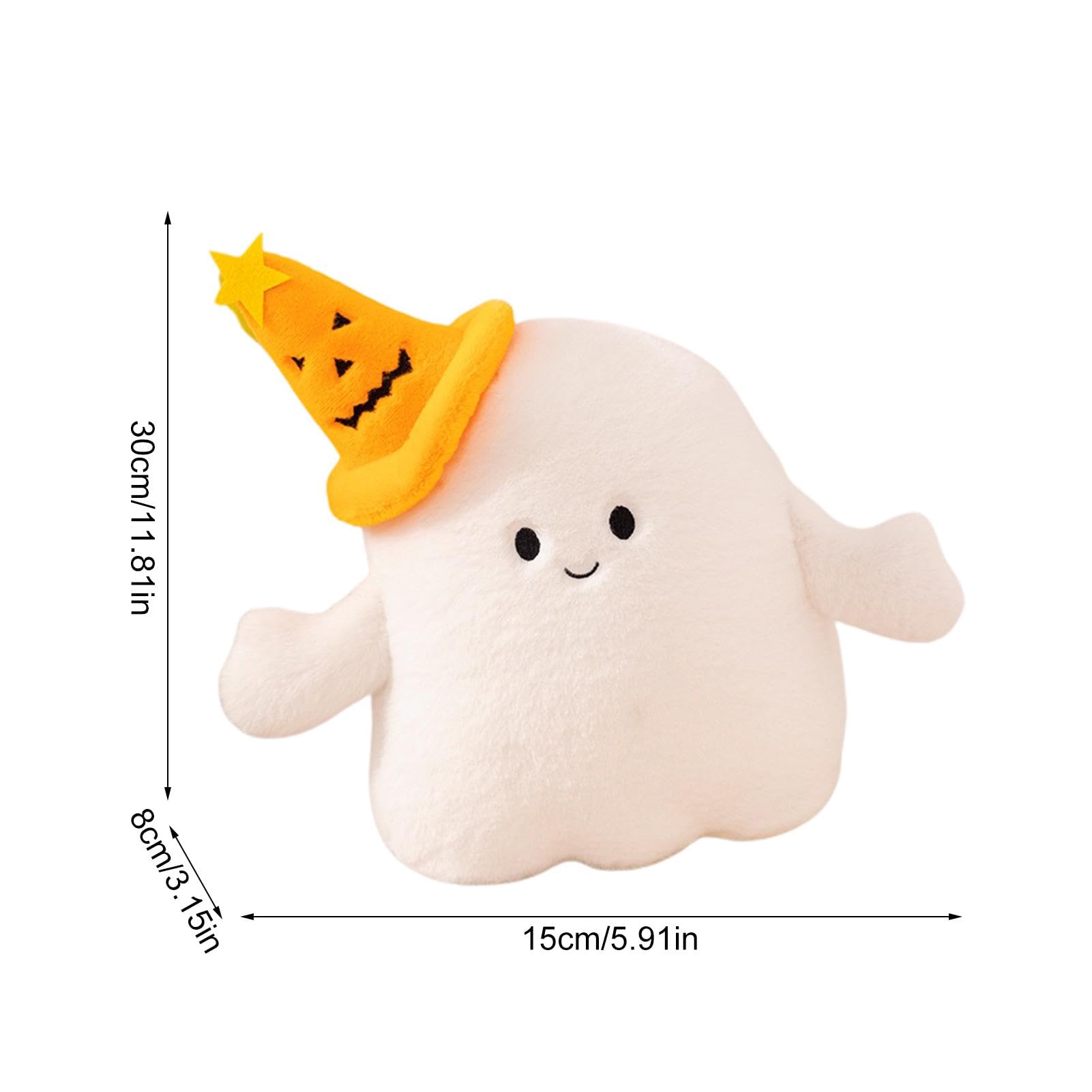 Halloween Plush Ghost Toy with Pumpkin Hat - Soft & Cute Stuffed Animal for Kids - Perfect for Halloween Decorations, Party Favors, and Spooky Gift Giving