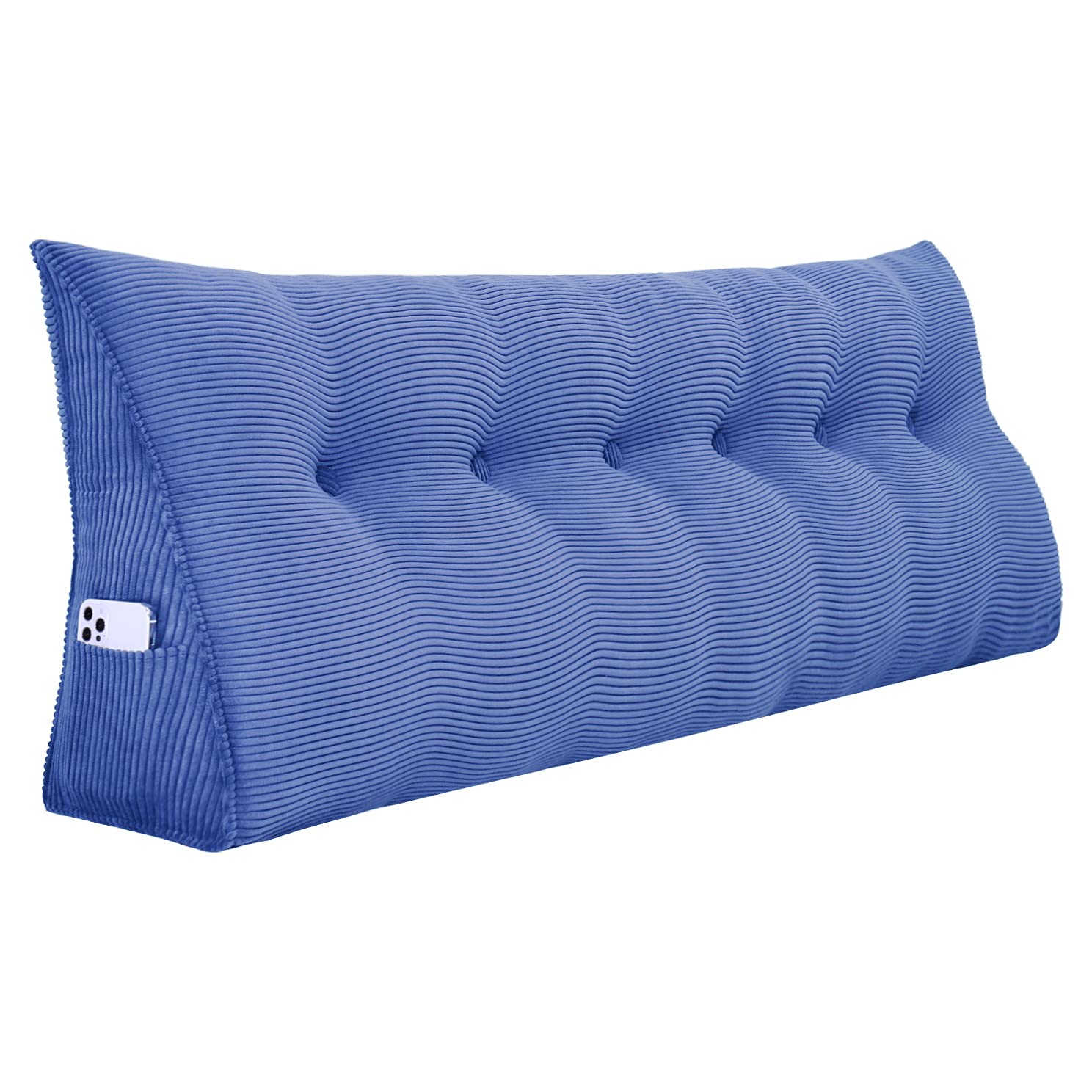 VERCART Large Reading Pillow - Ergonomic Triangular Bed Wedge with Back Support | Removable Jean Blue Cover (California King) - Perfect for Reading in Bed, Watching TV, or Post-Surgery Recovery