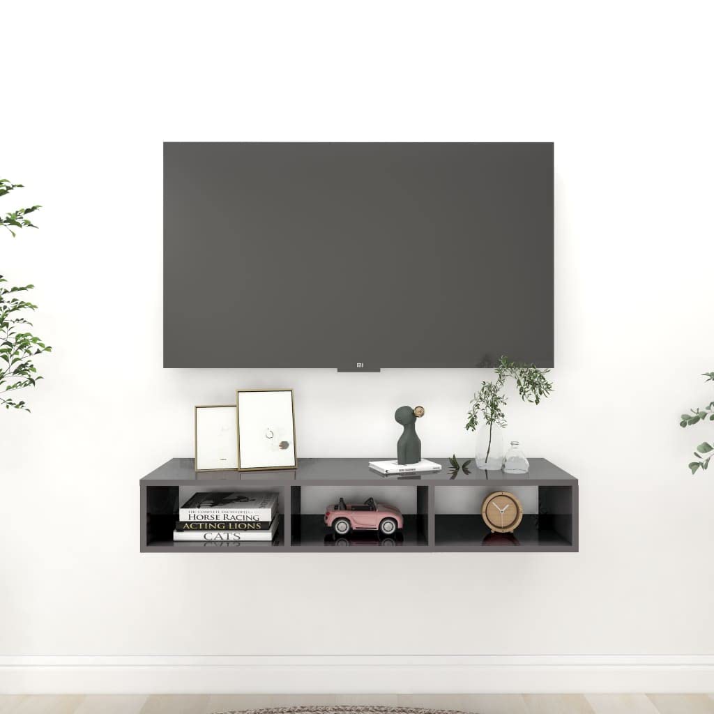 Stylish High Gloss Gray Wall Shelf - 40.2