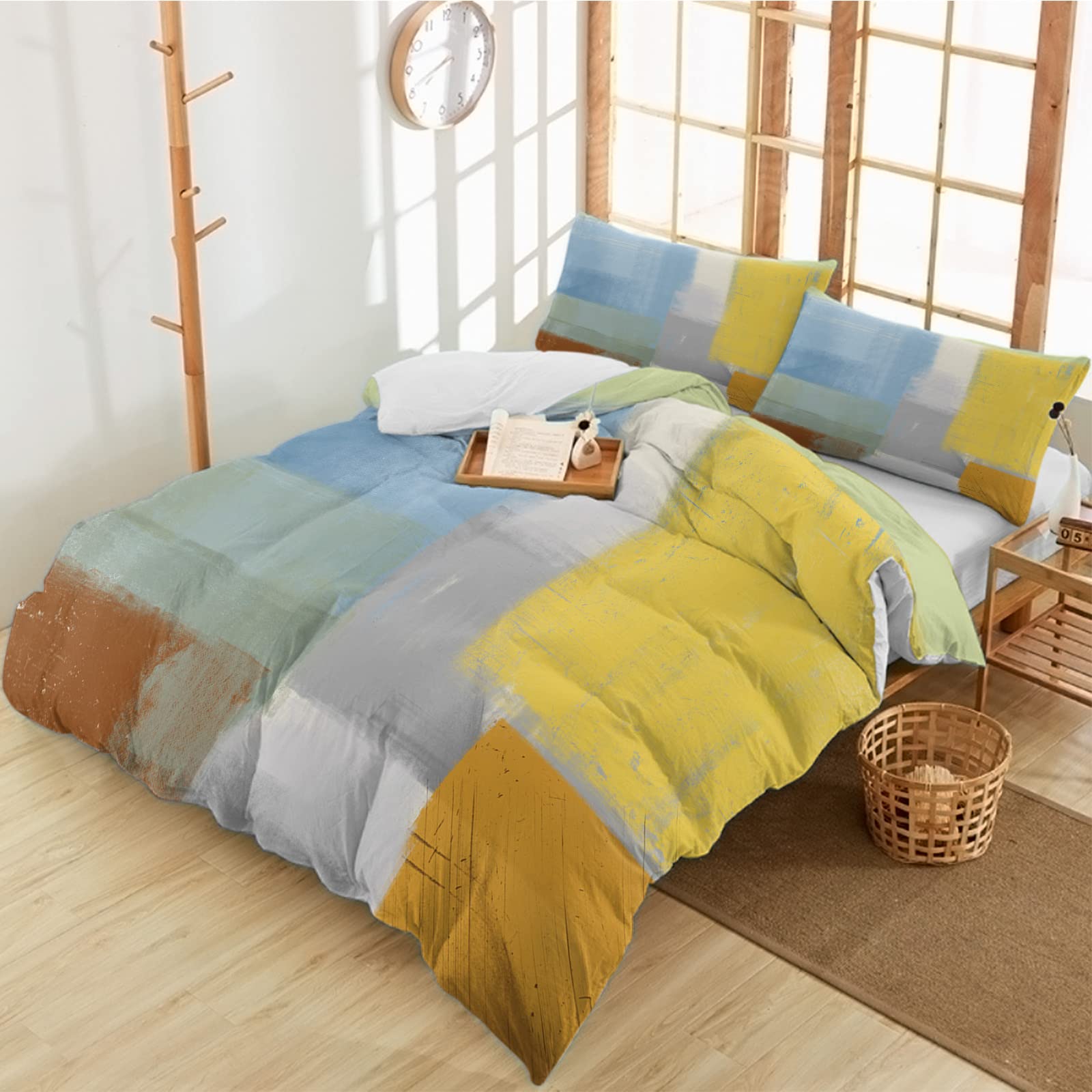 ERXPOOD 3-Piece Full Duvet Cover Set - Colorful Oil Painting Design, Soft Microfiber Bedding with 2 Pillowcases, Abstract Geometric Pattern for Modern Bedroom Decor | Perfect for Guest Rooms, Master Bedrooms & Dorm Rooms