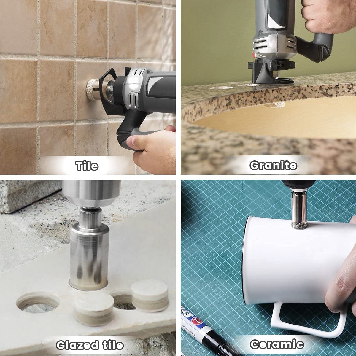 Premium 100mm Diamond Drill Bit - Hollow Core Hole Saw for Glass, Ceramics, Porcelain, Tile & Marble - Auniwaig Diamond Coated Cutting Tool - Perfect for DIY Projects, Home Renovations & Crafting