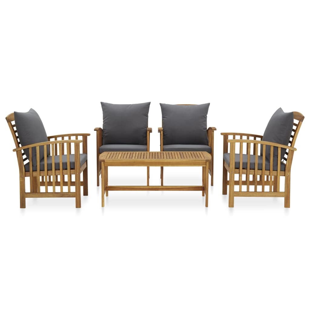 5-Piece VidaXL Patio Furniture Set - Acacia Wood Bench Seat with Coffee Table - Modern Outdoor Dining Set for Garden, Balcony, Porch - Perfect for BBQs, Relaxing & Entertaining Guests