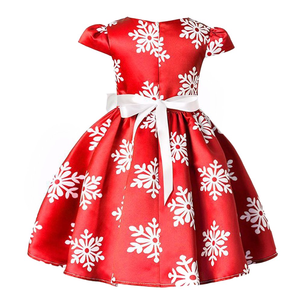 Baby Girls Princess Dress - Christmas Pageant Party Wedding Tutu Short Graduation Gown with Striped Snowflake Design | Perfect for Dance Recitals, Holiday Photos & Special Occasions