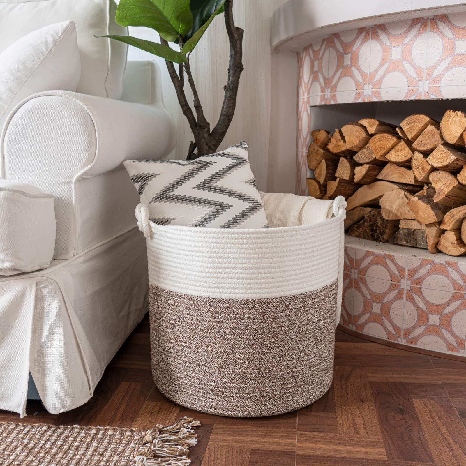 INDRESSME Large Linen Basket (Set of 2) - Baby Nursery Laundry Hamper for Clothes Storage & Organization - Perfect for Nursery, Bedroom, Bathroom, and Laundry Room