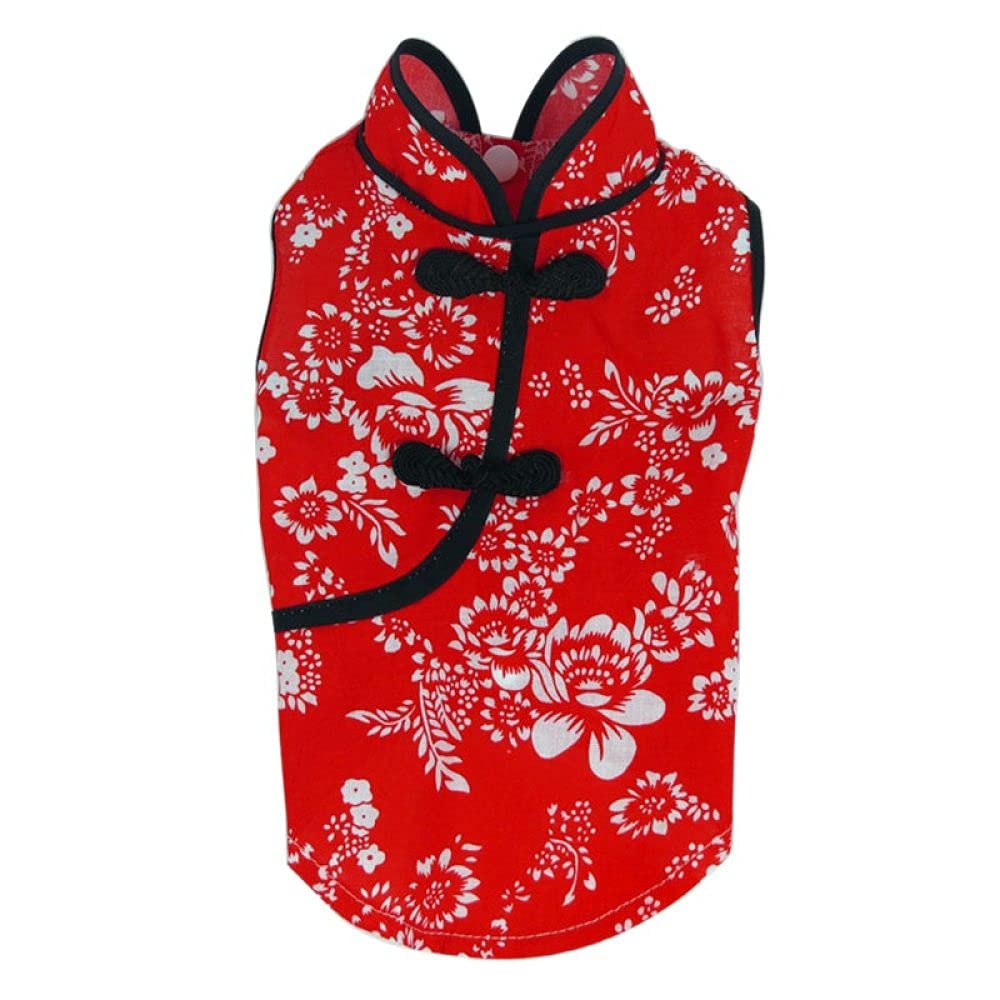 FEELHH Chinese Cheongsam Embroidery Dog Jacket - Traditional Chinoiserie Pet Costume for Small & Medium Dogs | Perfect for Chinese New Year, Photo Shoots & Special Occasions