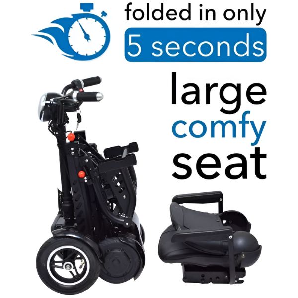ComfyGo MS 3000 Foldable Mobility Scooter for Adults - Lightweight Electric Wheelchair with Long Battery Life - Perfect for Travel, Shopping & Outdoor Activities