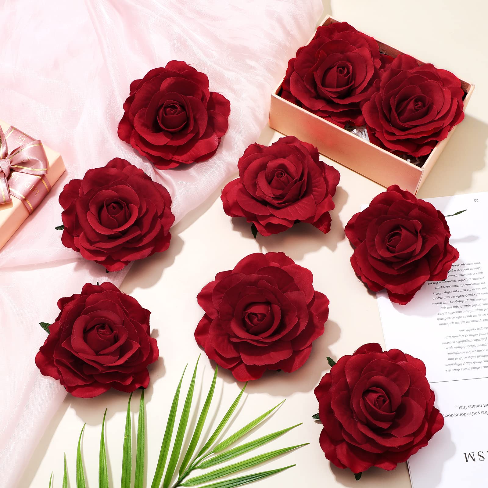 Waydress 30 Packs Red Rose Hair Clips - 4 Inch Floral Hairpins for Bridal, Wedding, Prom & Party Hair Accessories - Perfect for Bridesmaids, Flower Girls & Special Occasions