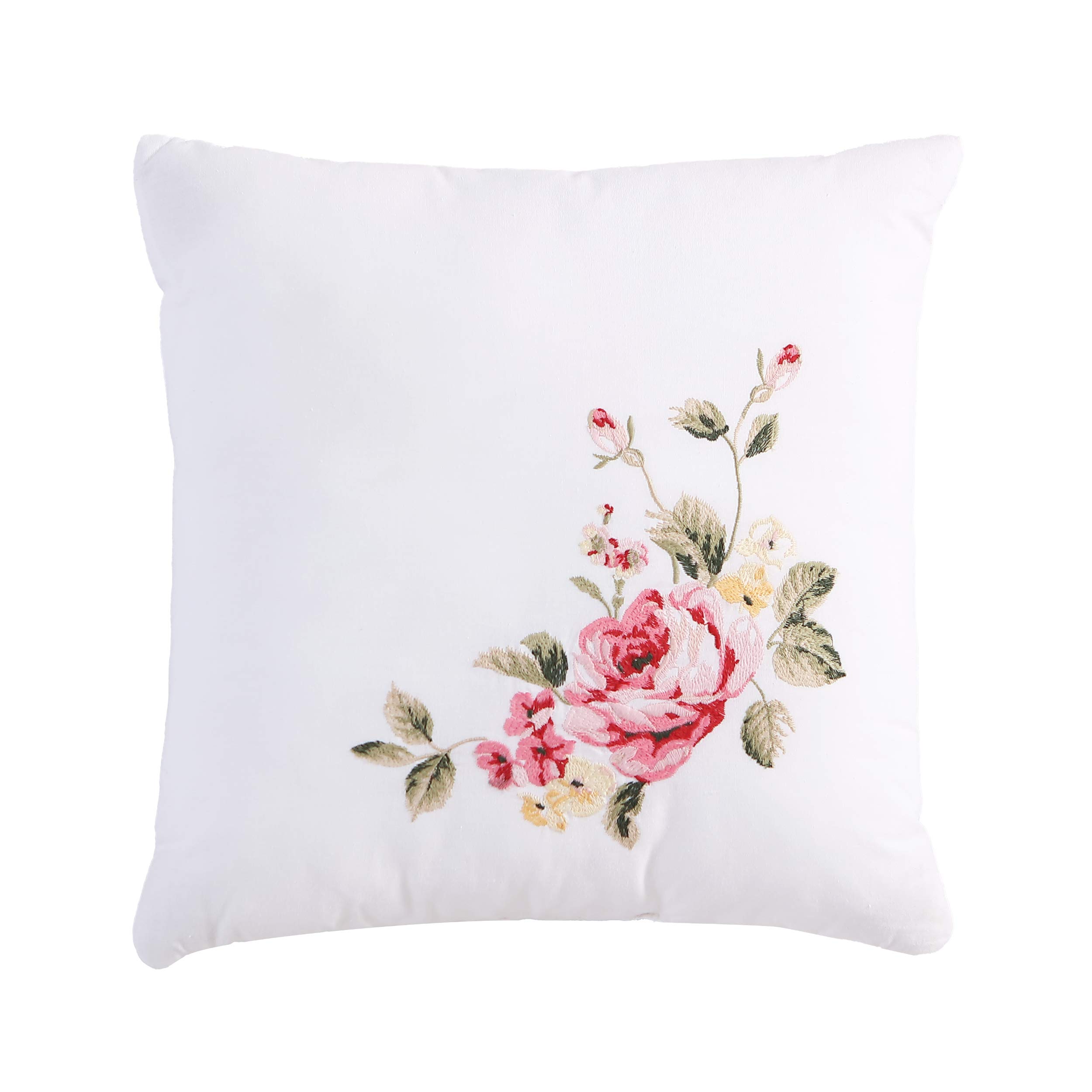 Laura Ashley Home - Reversible Twin Comforter Set with Matching Sham, Euro Sham & Throw Pillows | 100% Cotton Bedding | Ailyn Pink | Perfect for Kids' Rooms, Guest Bedrooms & Dorm Decor