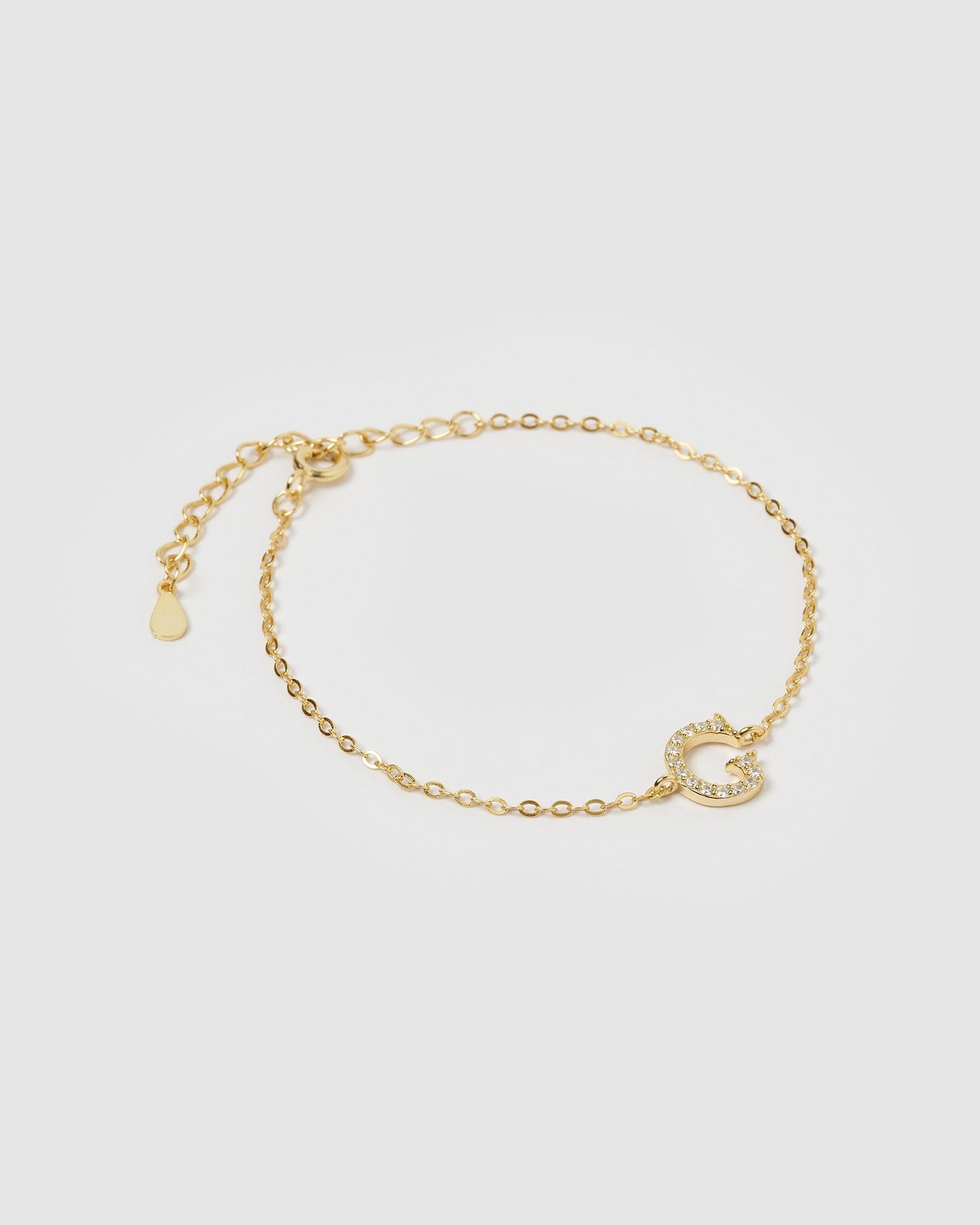Izoa Crystal Letter G Bracelet - Gold Plated Initial Charm Jewelry for Women - Perfect Gift for Birthday, Anniversary & Everyday Wear