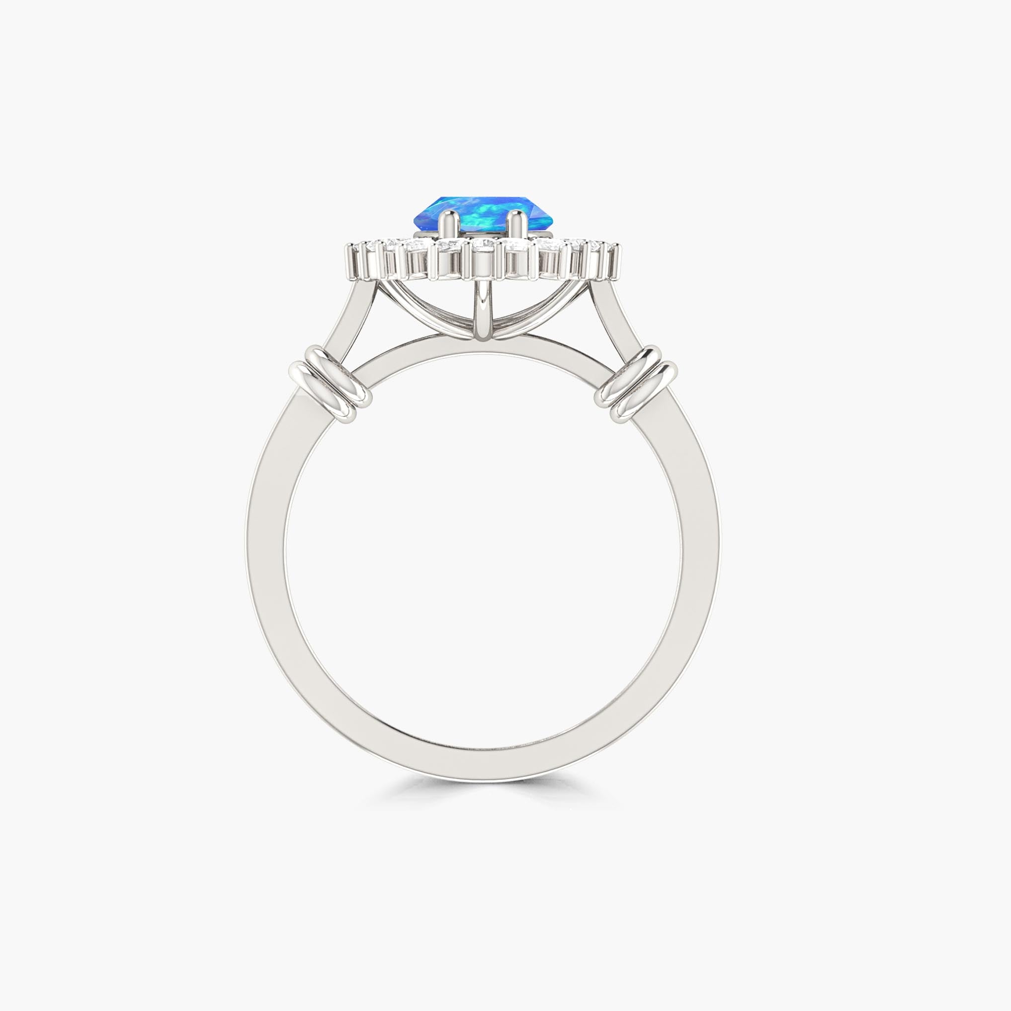 Stunning Blue Fire Opal & Sparkling Cubic Zirconia Statement Ring for Women | Elegant Evening Party Jewelry Gift